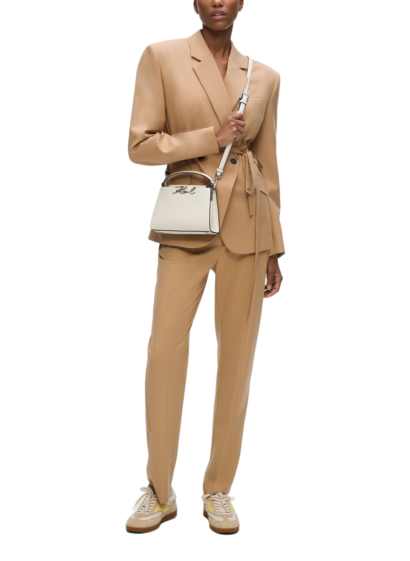 Lederhandtasche K/Signature Mini KARL LAGERFELD Beige