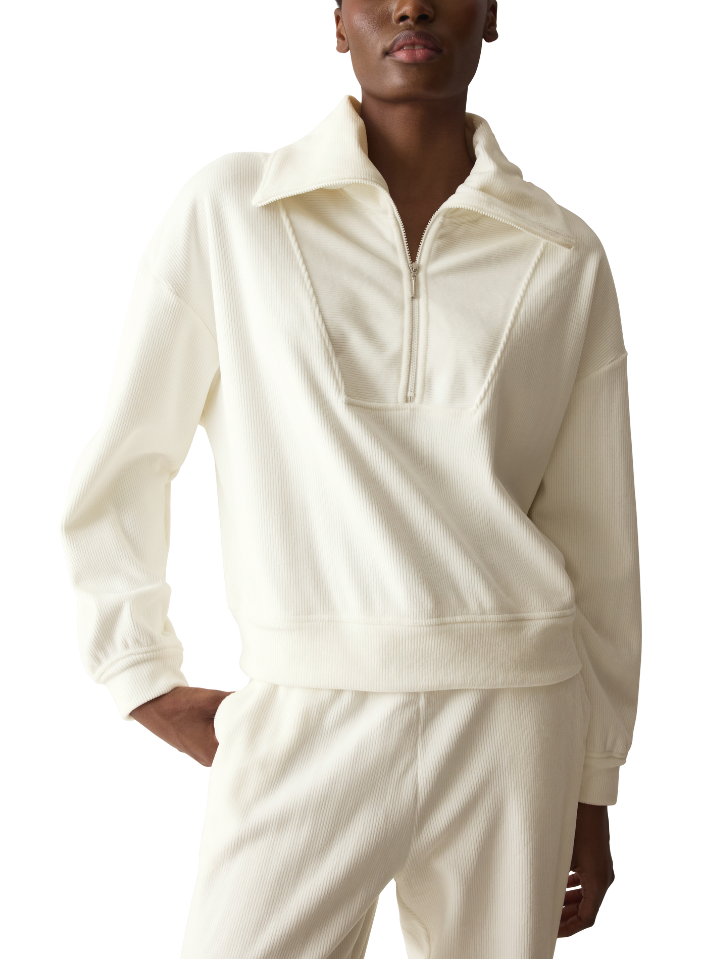 Plain oversized zip-neck sweatshirt TRIUMPH White