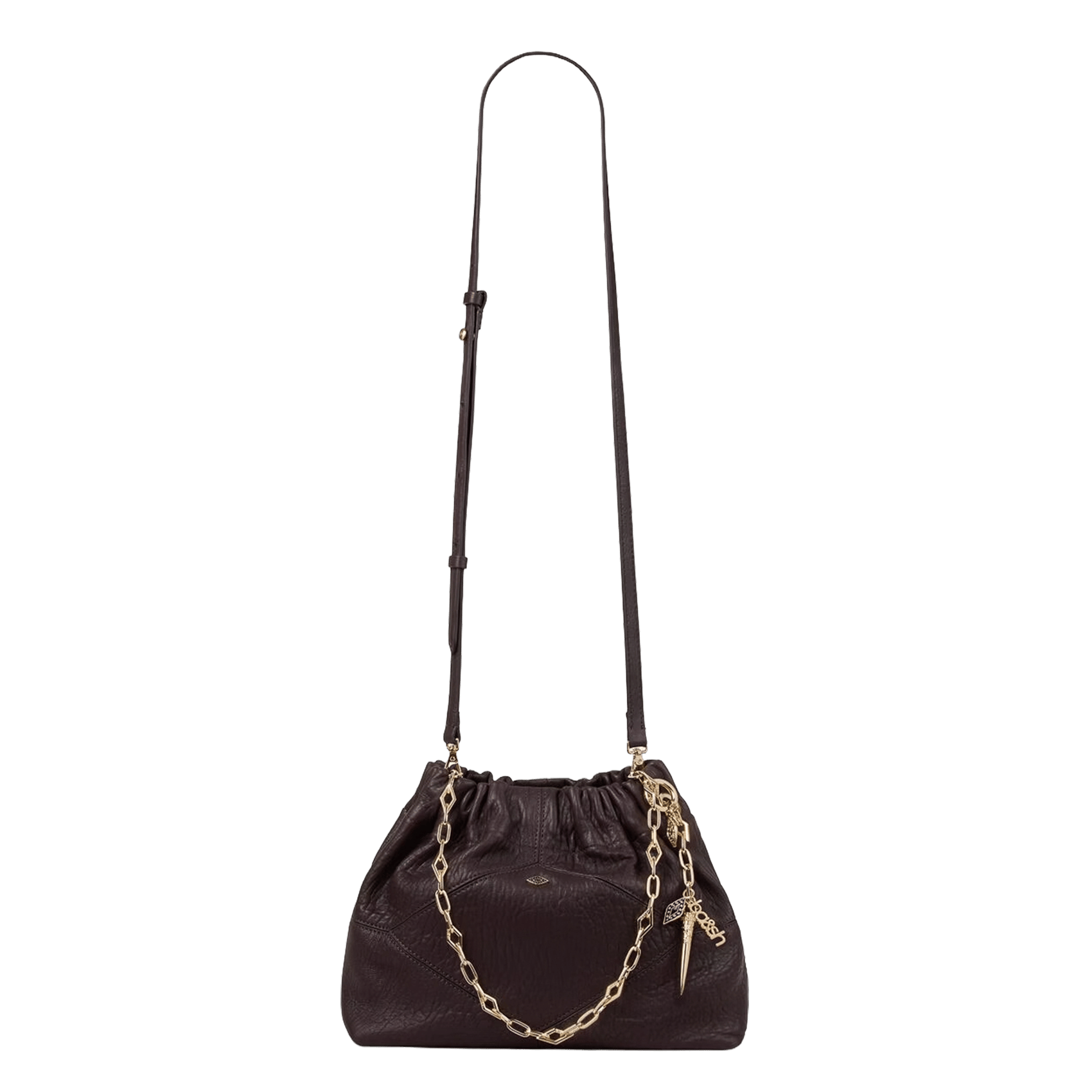Sac bandoulière à charms en cuir mini june tote BA&SH Bruin