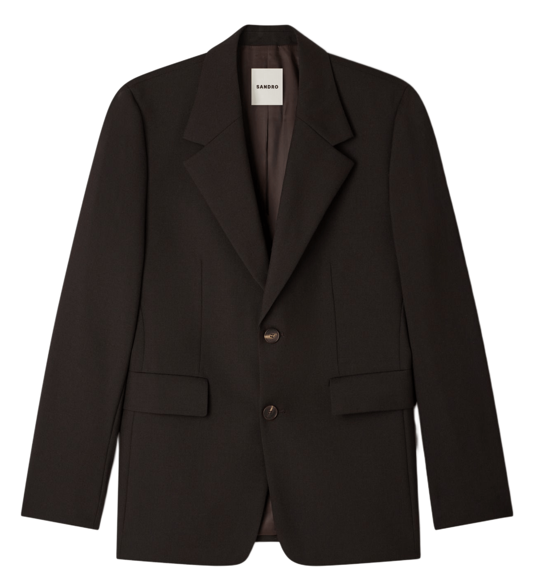 Veste col tailleur en laine SANDRO Marron