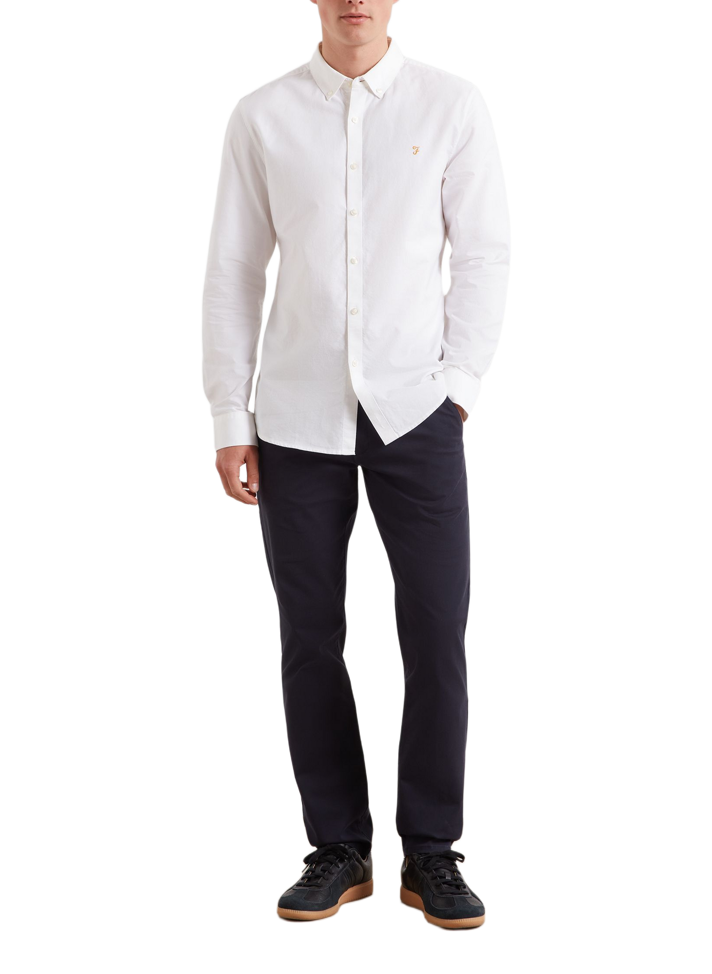 Chemise droite à logo brodé en coton FARAH White