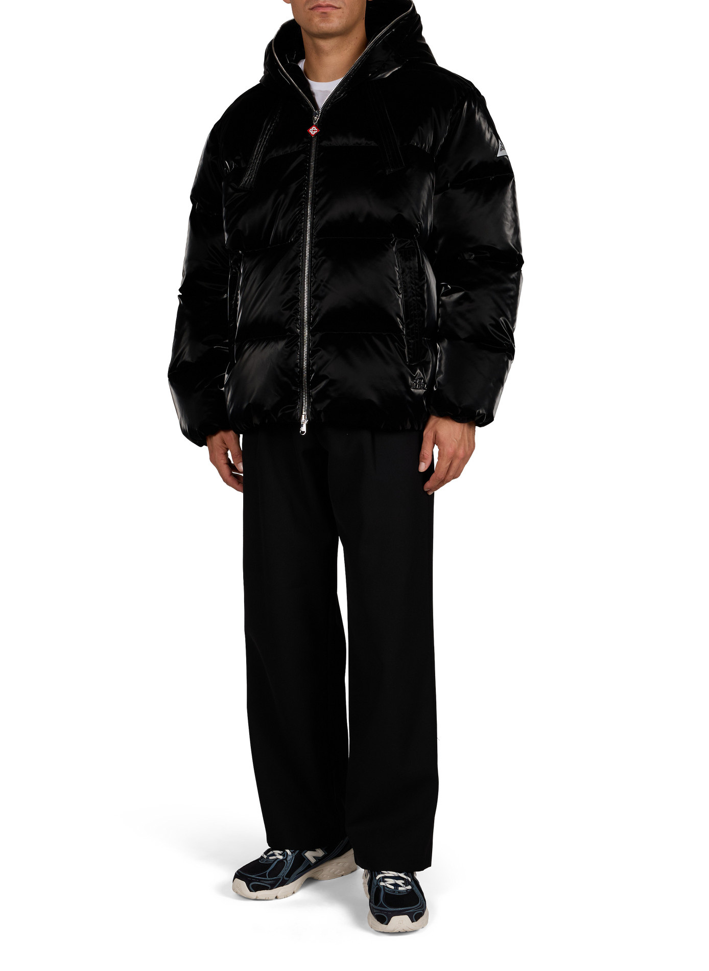 Hooded straight-fit padded jacket CASABLANCA PARIS Black