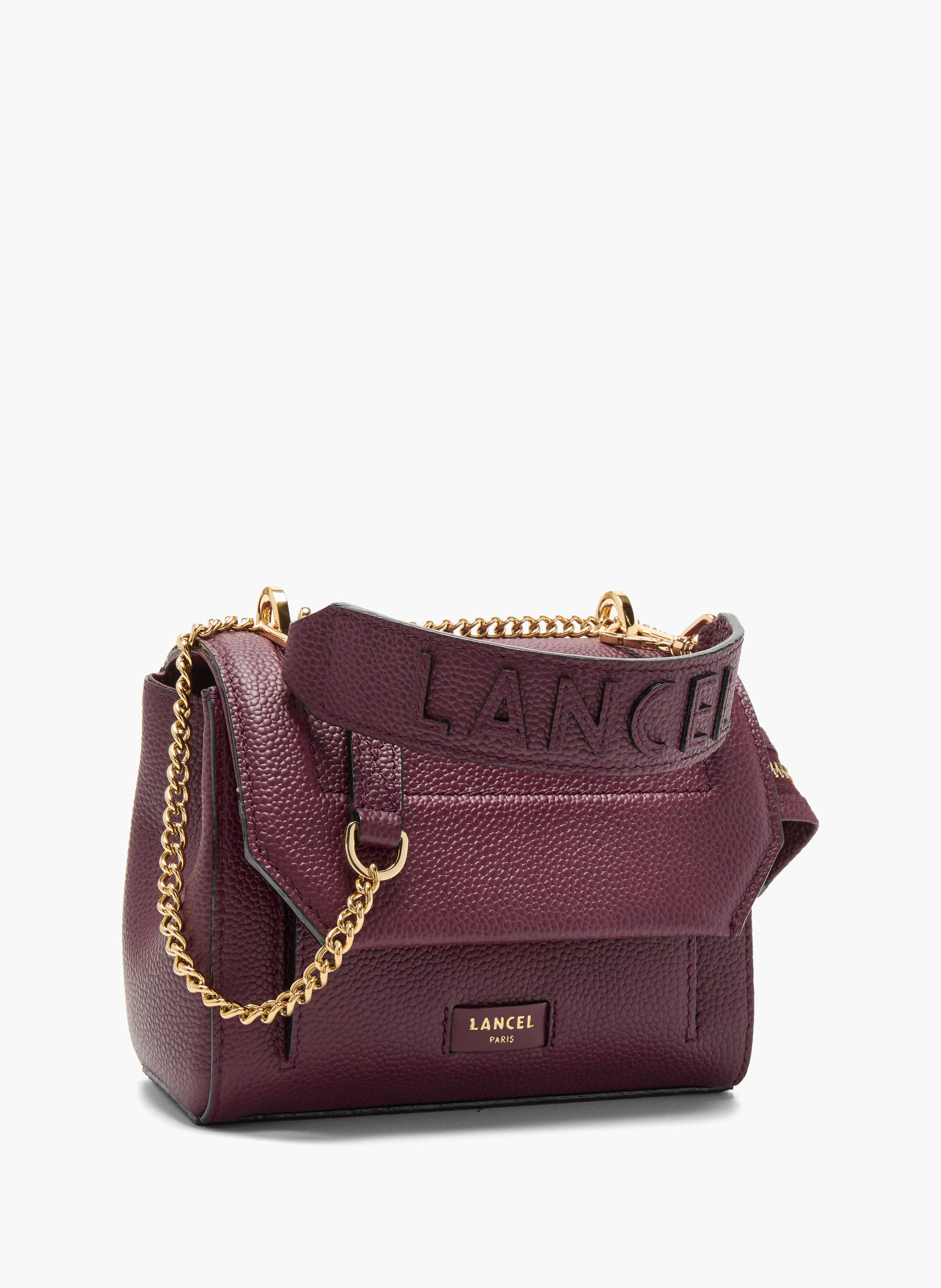 Sac à rabat s - ninon by lancel, cuir de vachette grainé et lisse, cassis/or, 18 x 15 x 8,5 cm. LANCEL Multicolore