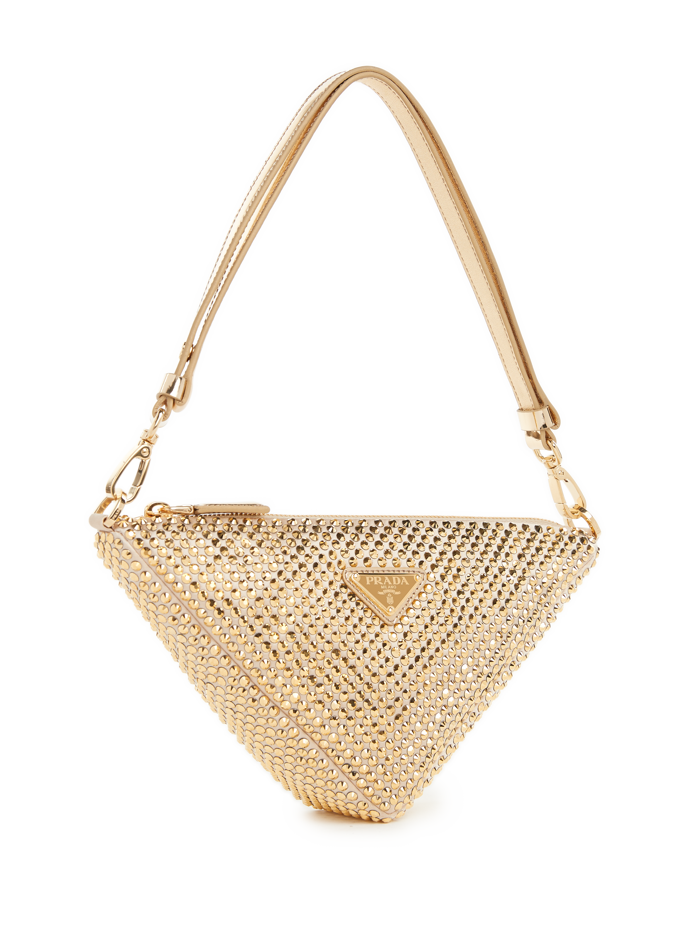 Mini sac Triangle à strass PRADA Doré