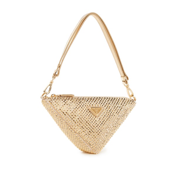 Prada Mini Sac Triangle À Strass In Doré