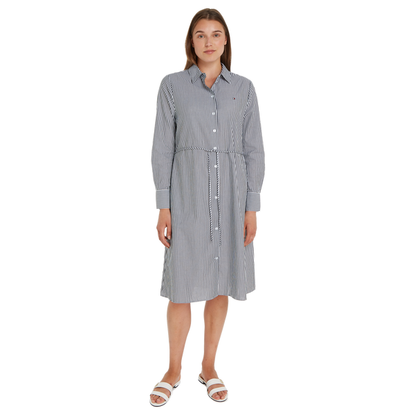 Tommy Hilfiger Striped Midi Dress In Grey