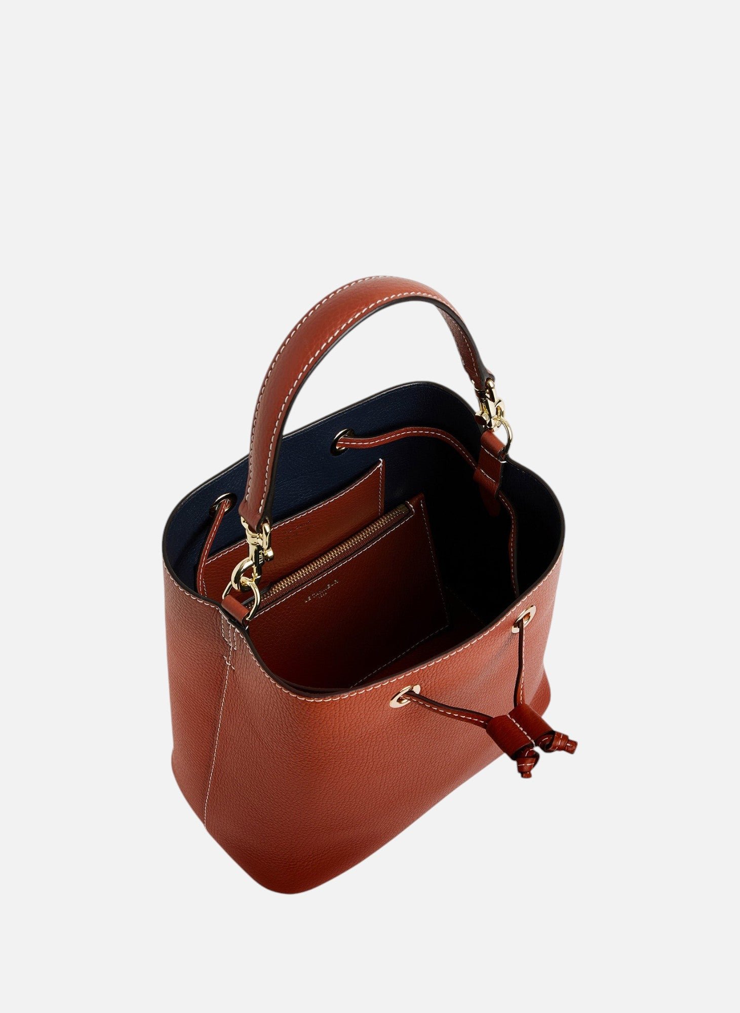 Sac seau louise en cuir grainé LE TANNEUR Marron