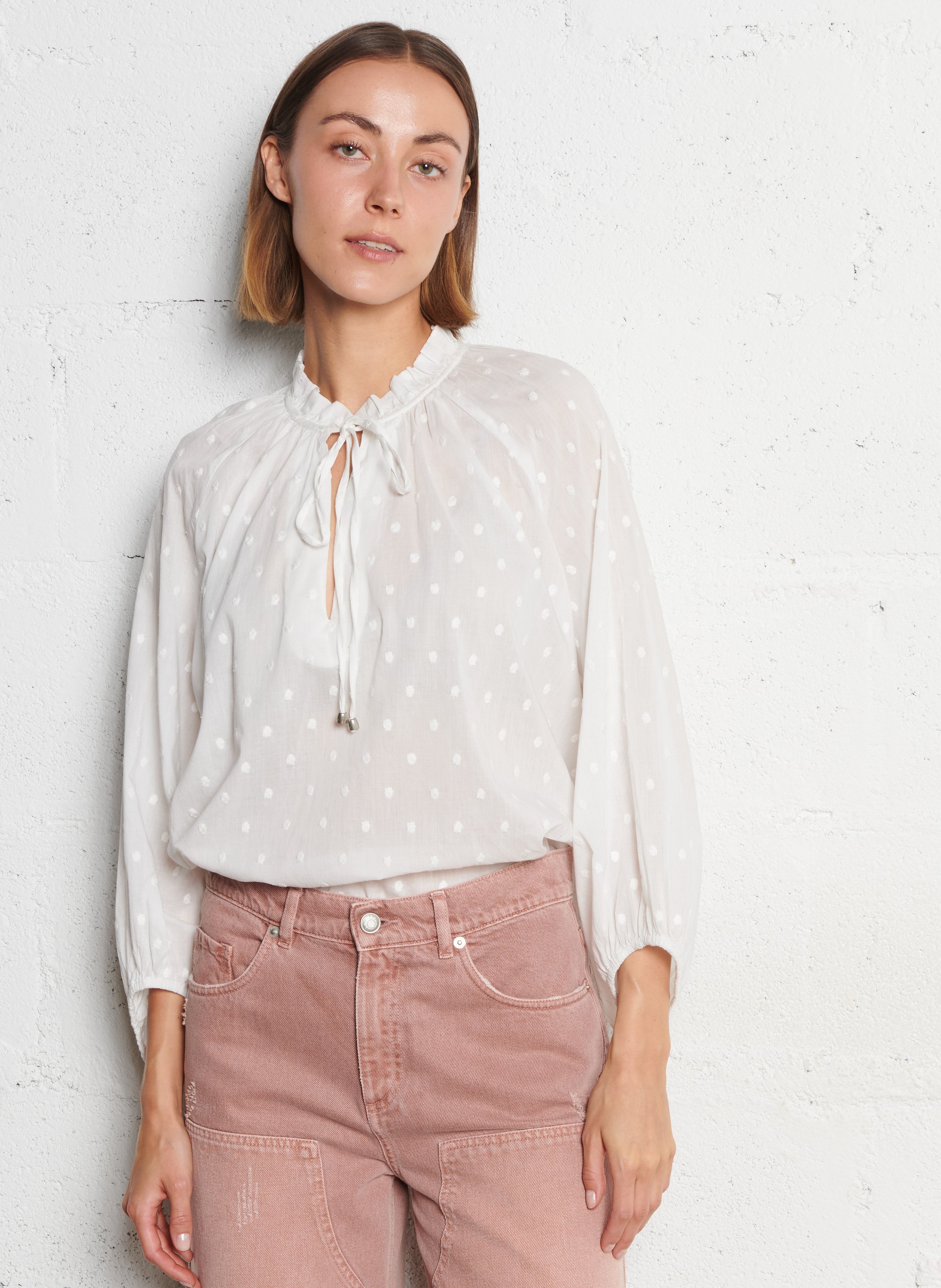 Blouse oversize en coton à motif IKKS Blanc