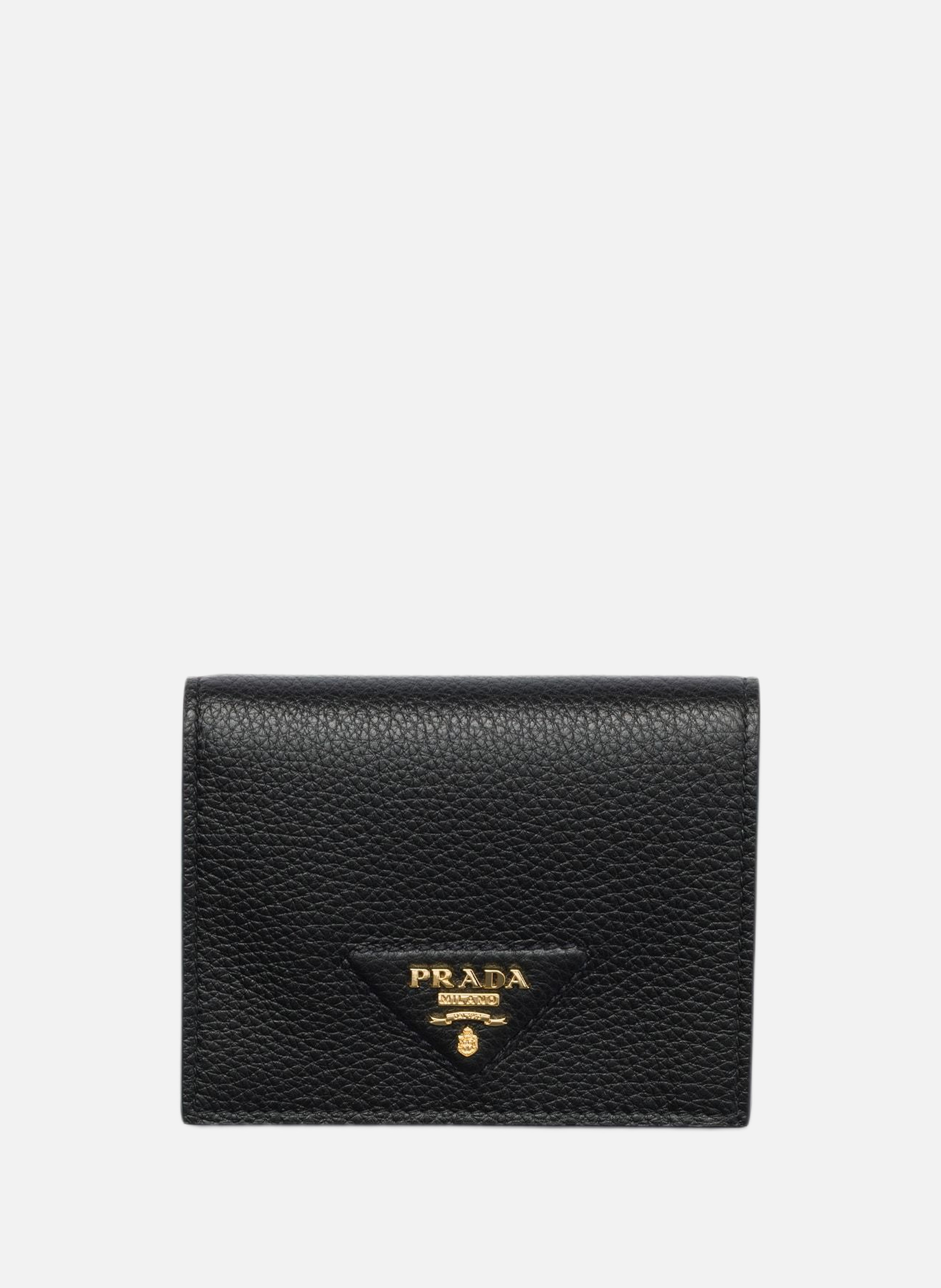 Petit portefeuille en cuir PRADA Noir