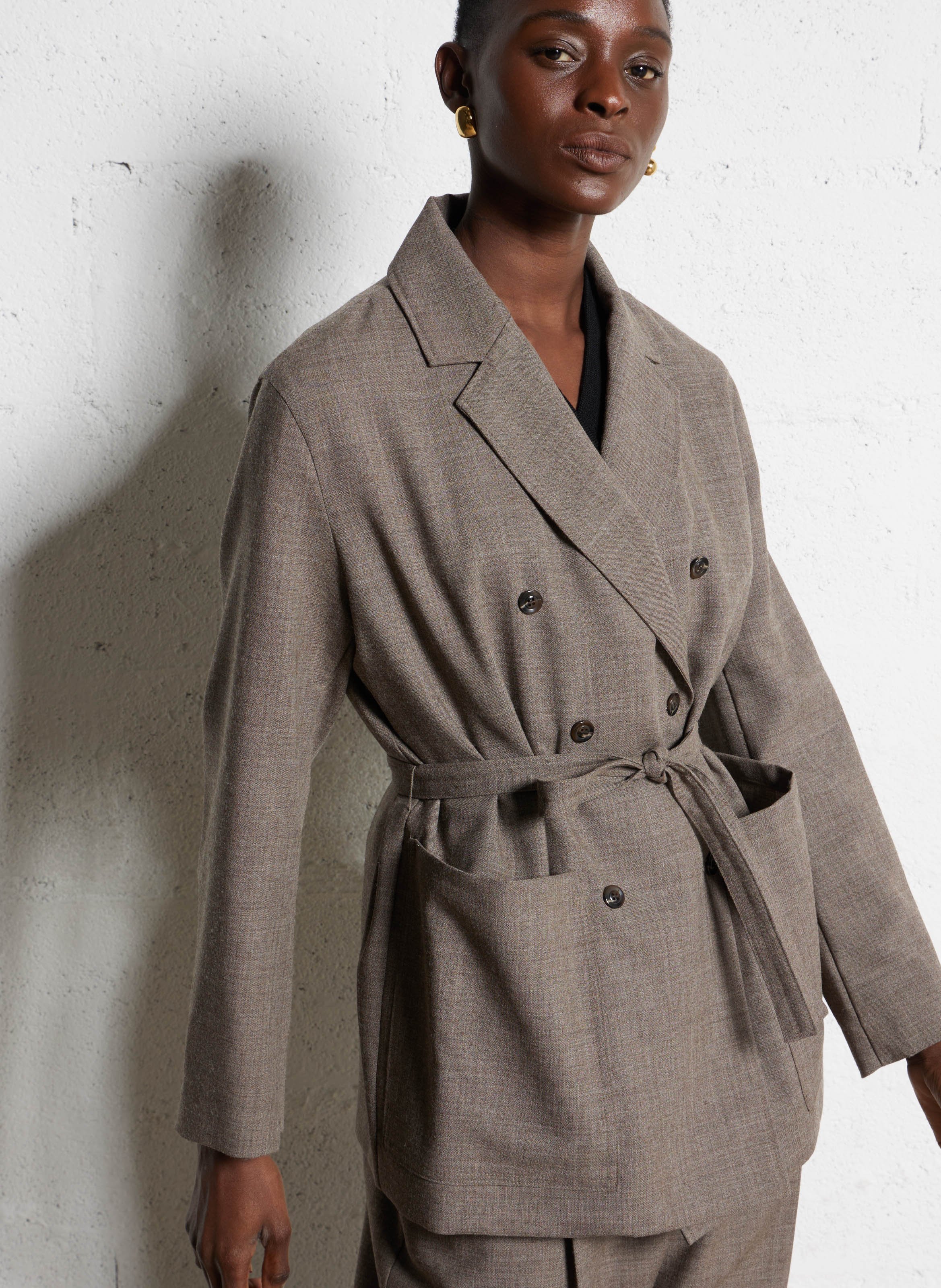 Veste droite en laine drew SOEUR Marron