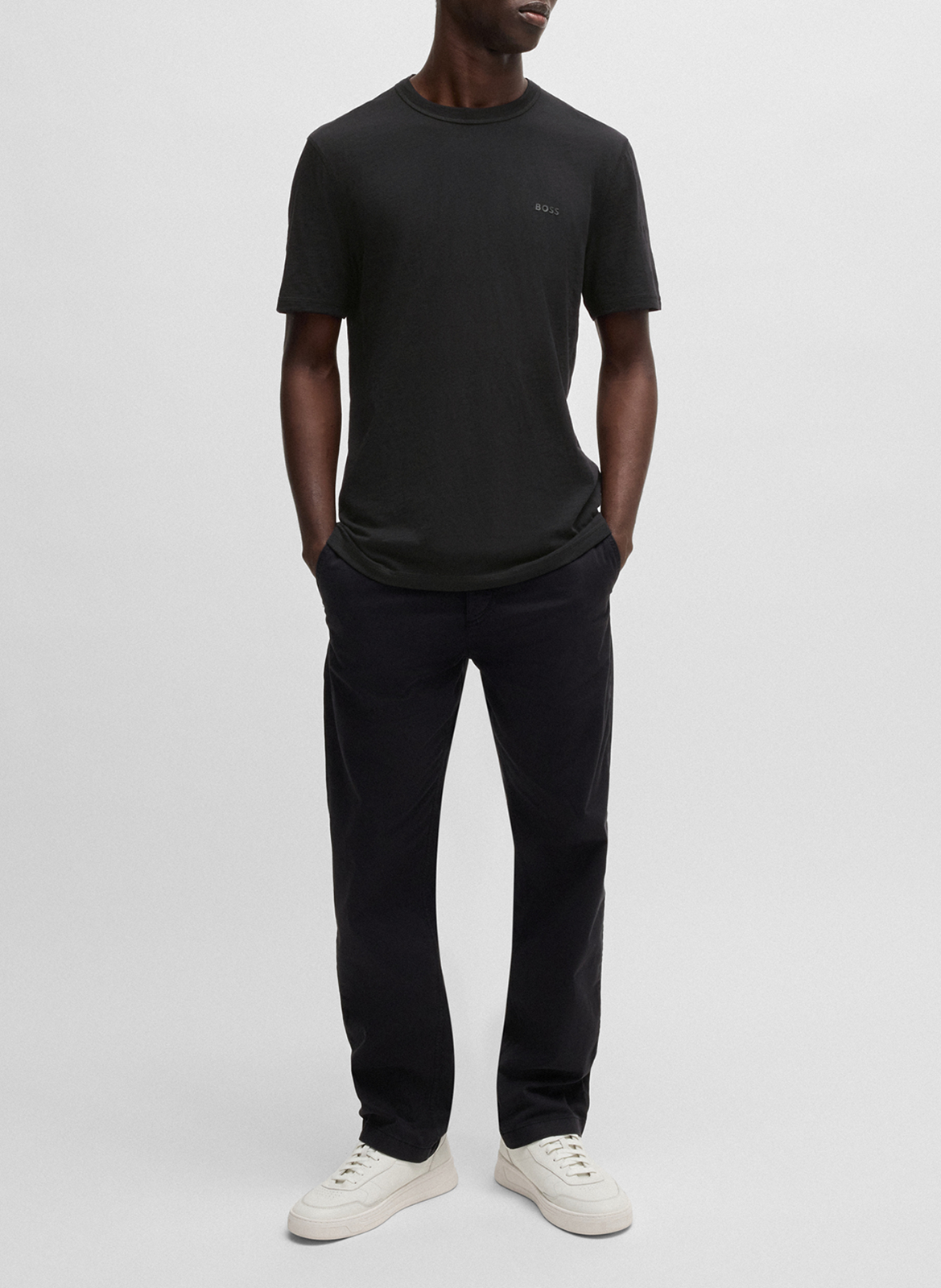 Tee-shirt col rond en coton BOSS Noir