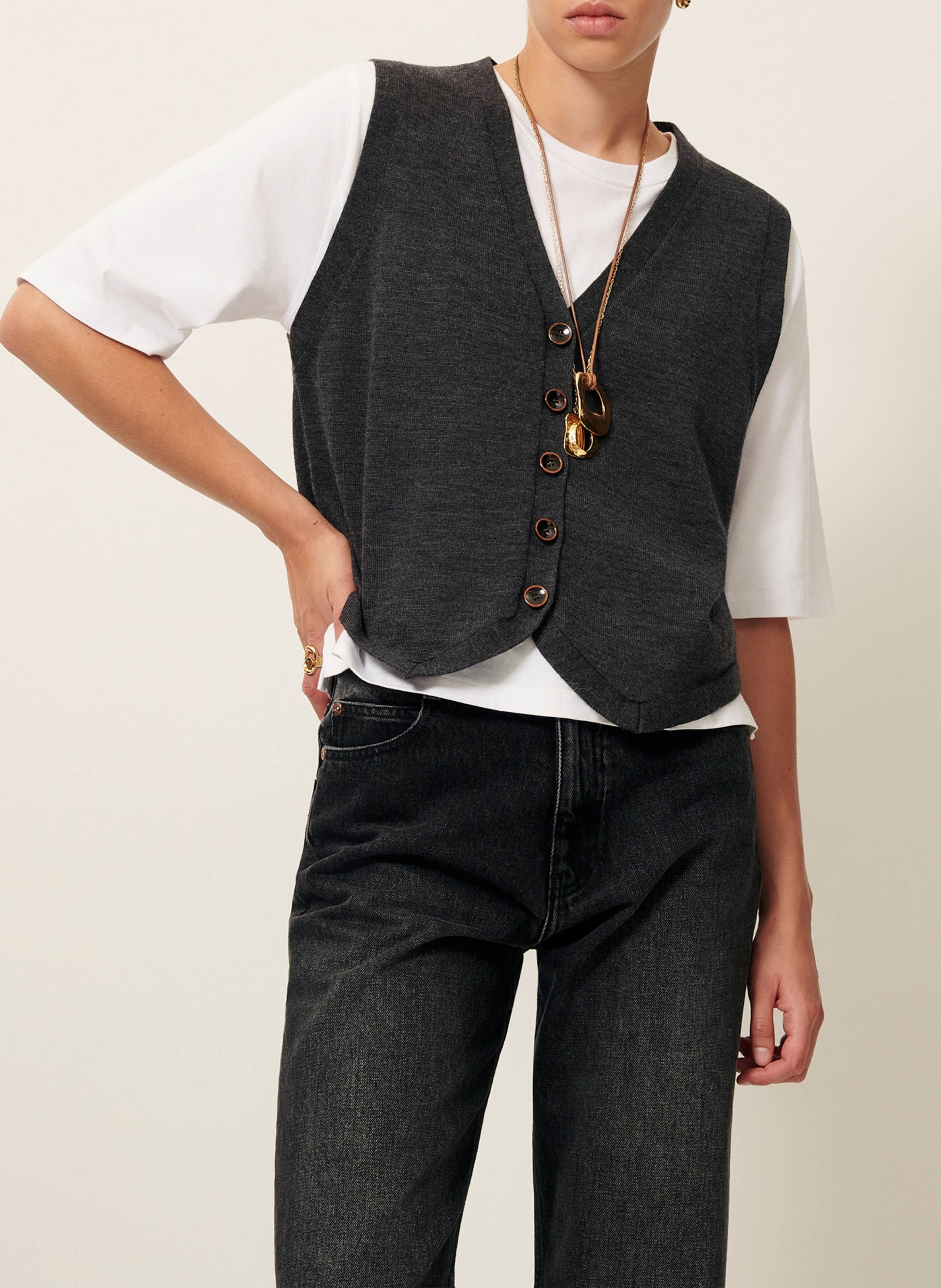 Gilet col v en laine giancarlo SESSUN Gris