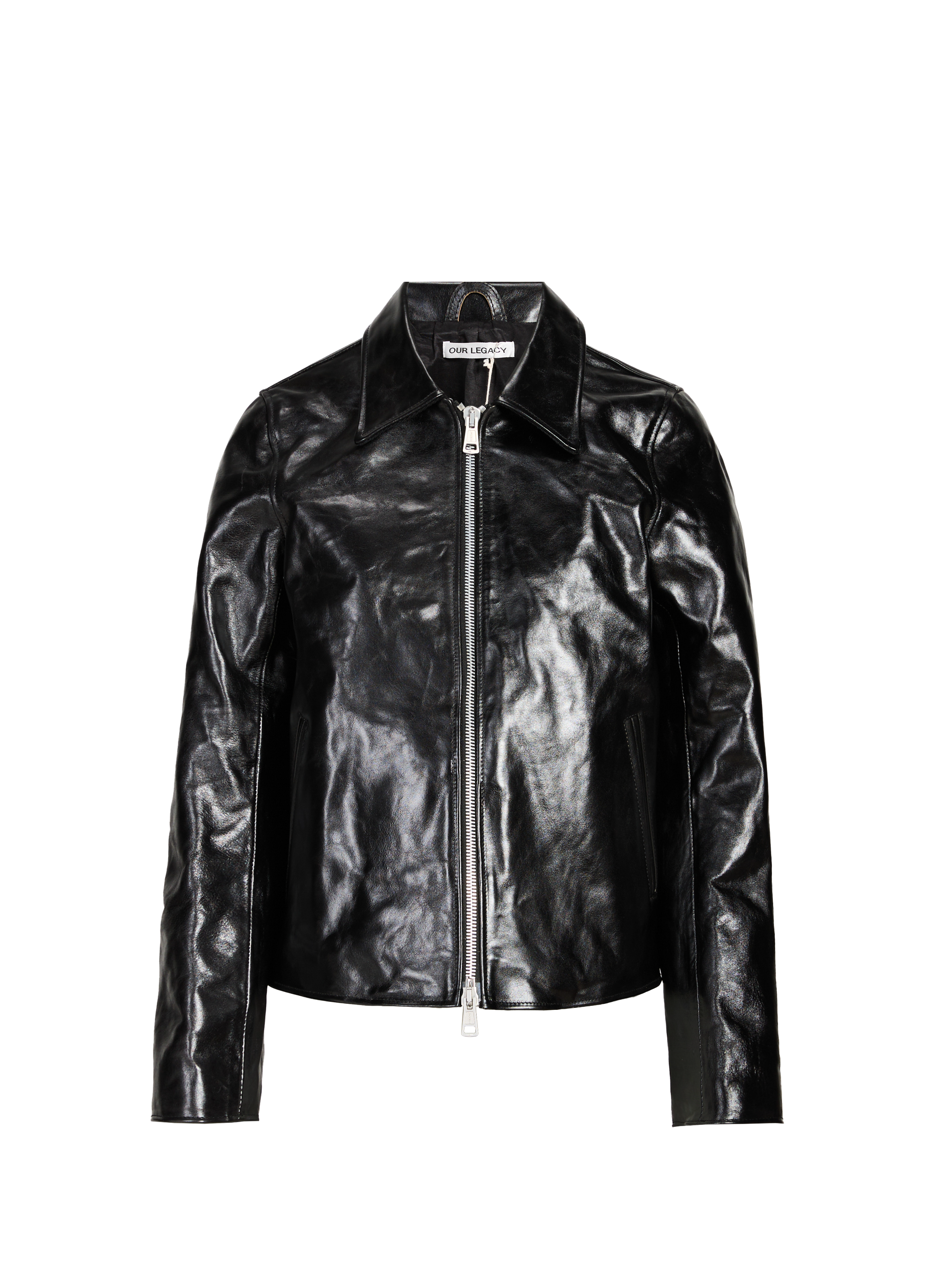 OUR LEGACY Veste col classique en cuir Noir