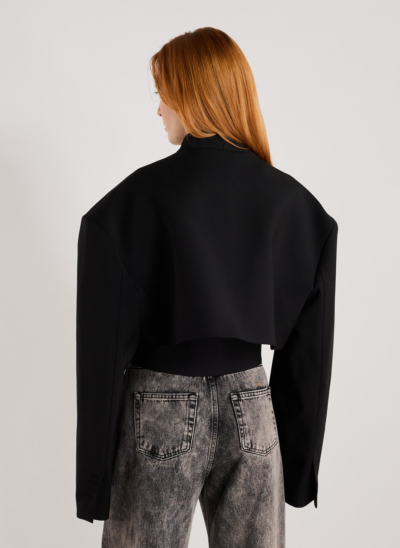 Short wool tailored jacket A.W.A.K.E. MODE Black