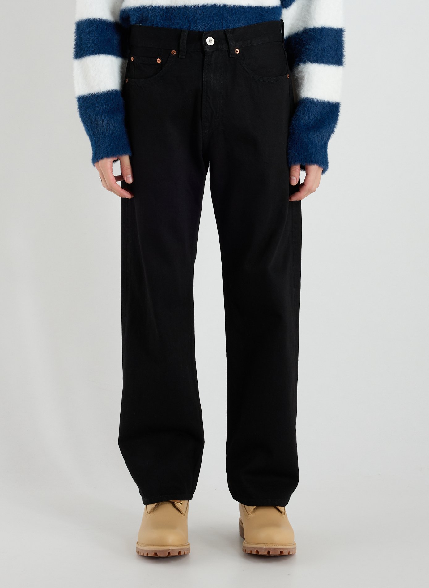 OUR LEGACY Wide leg selvedge cotton jeans Black