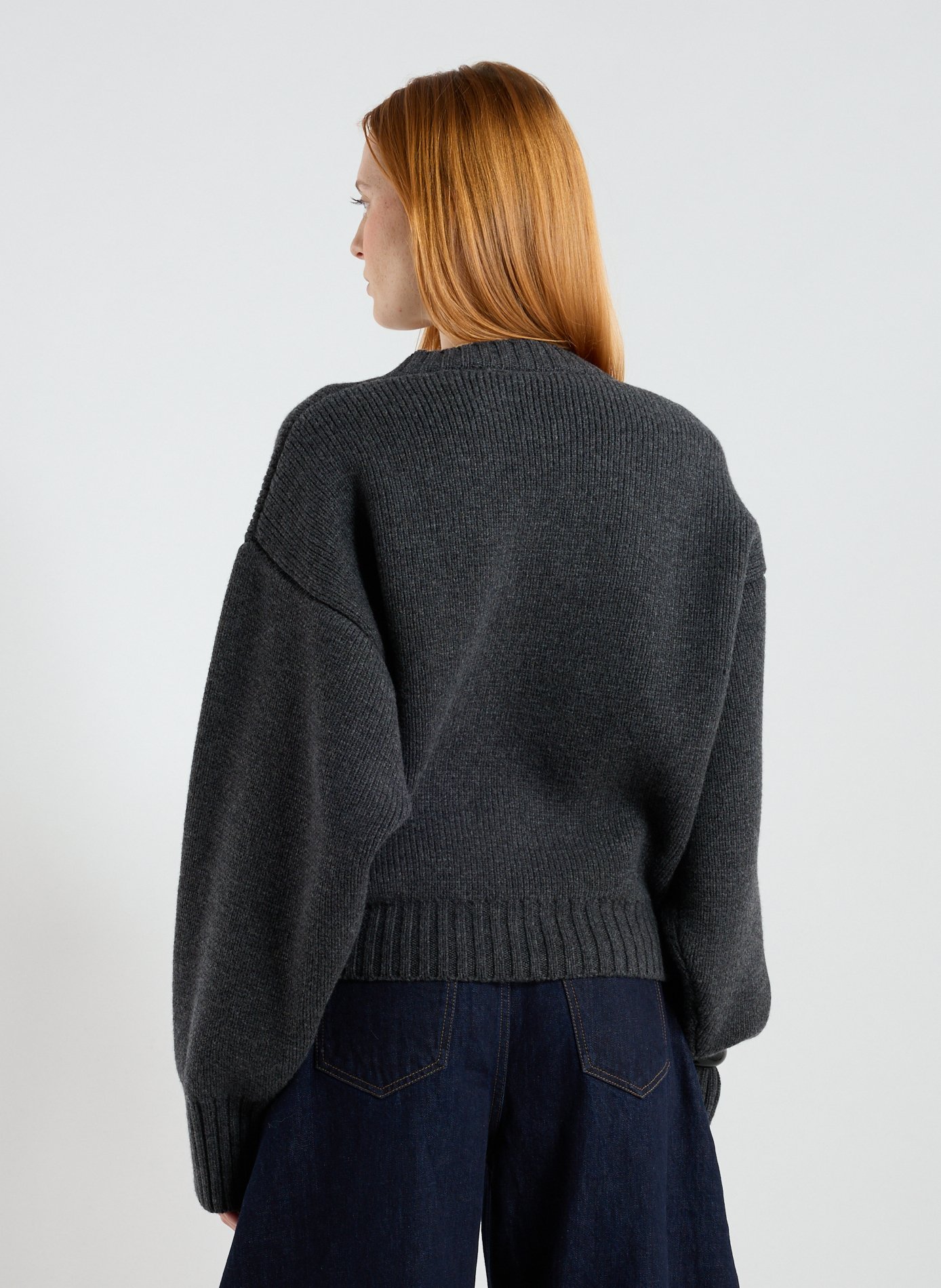 Pull oversize col V en laine ROHE FRAMES Gris