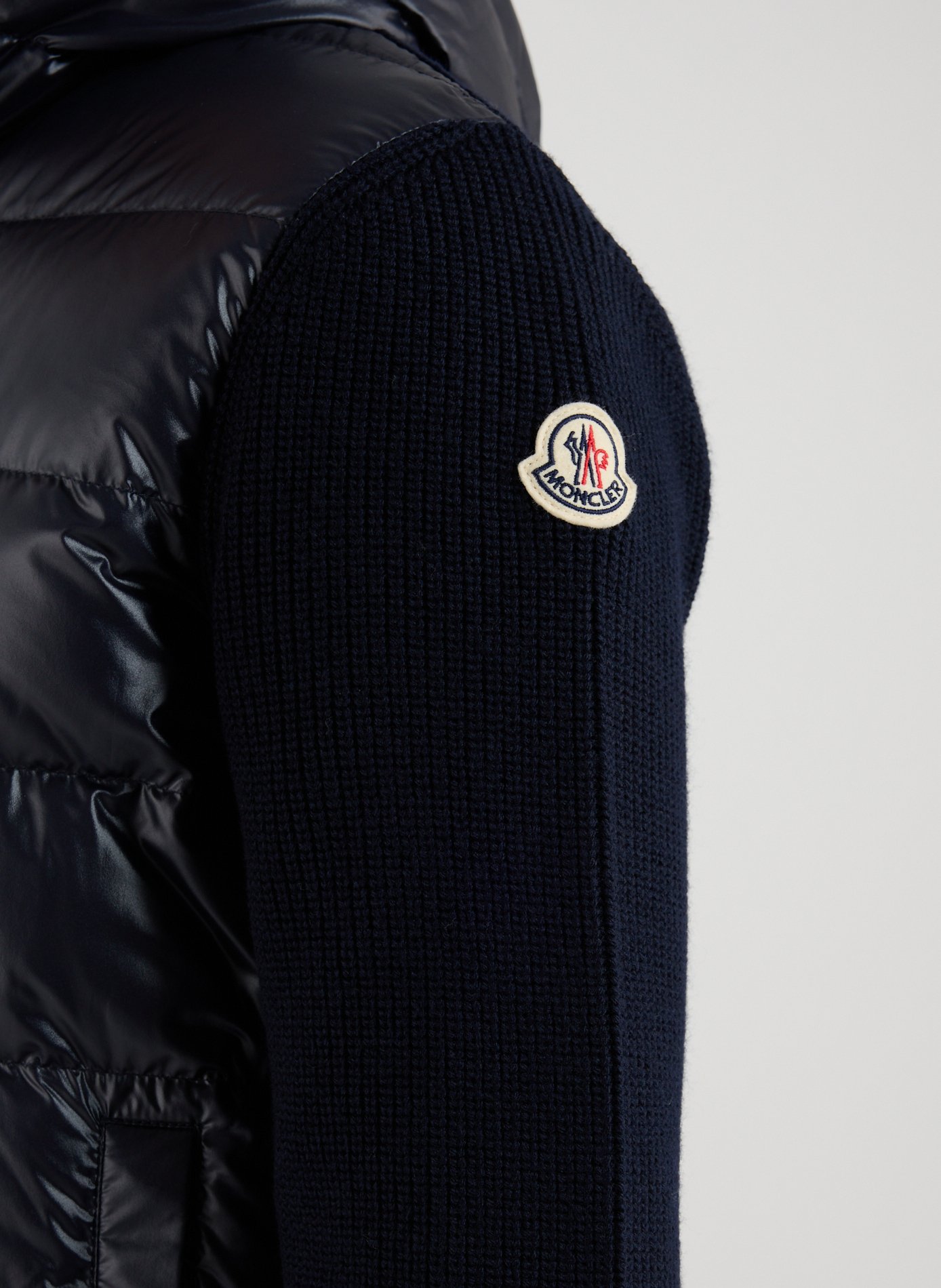 Quilted zip-up hoodie MONCLER Blue