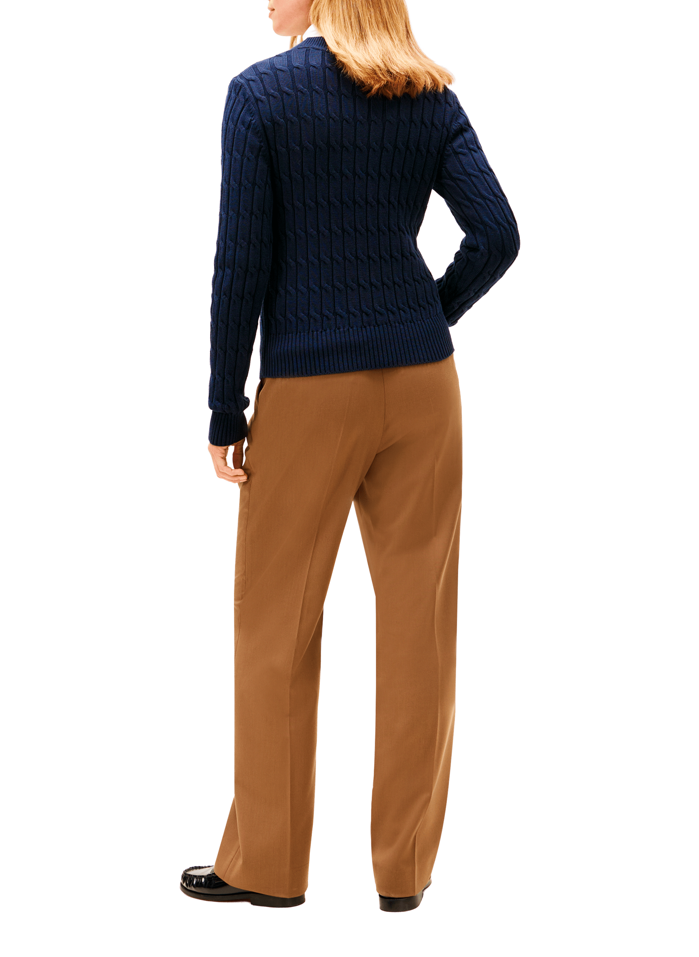 Straight round neck sweater in ribbed cotton knit TOMMY HILFIGER Blue