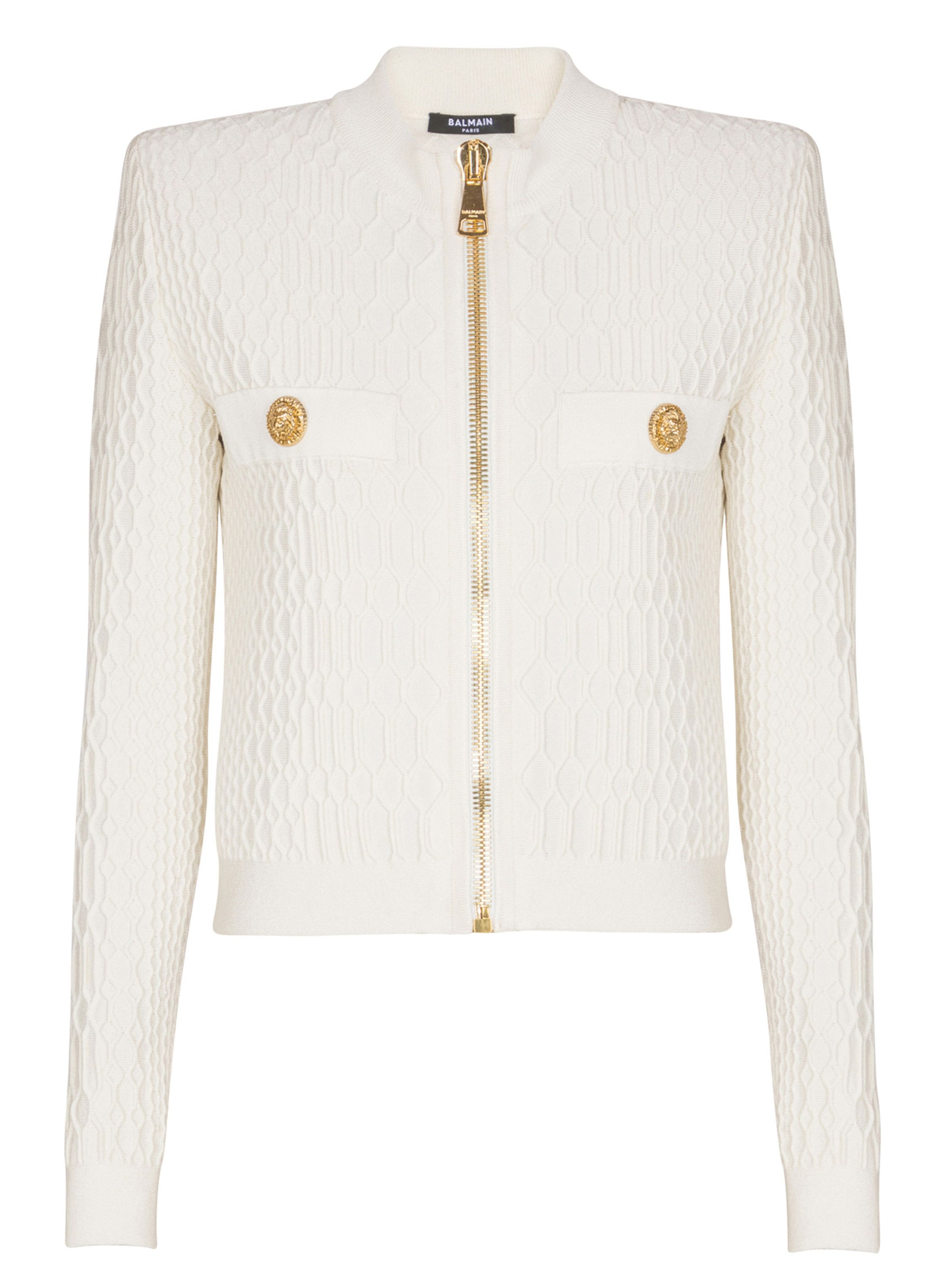 Veste en maille croco BALMAIN Beige