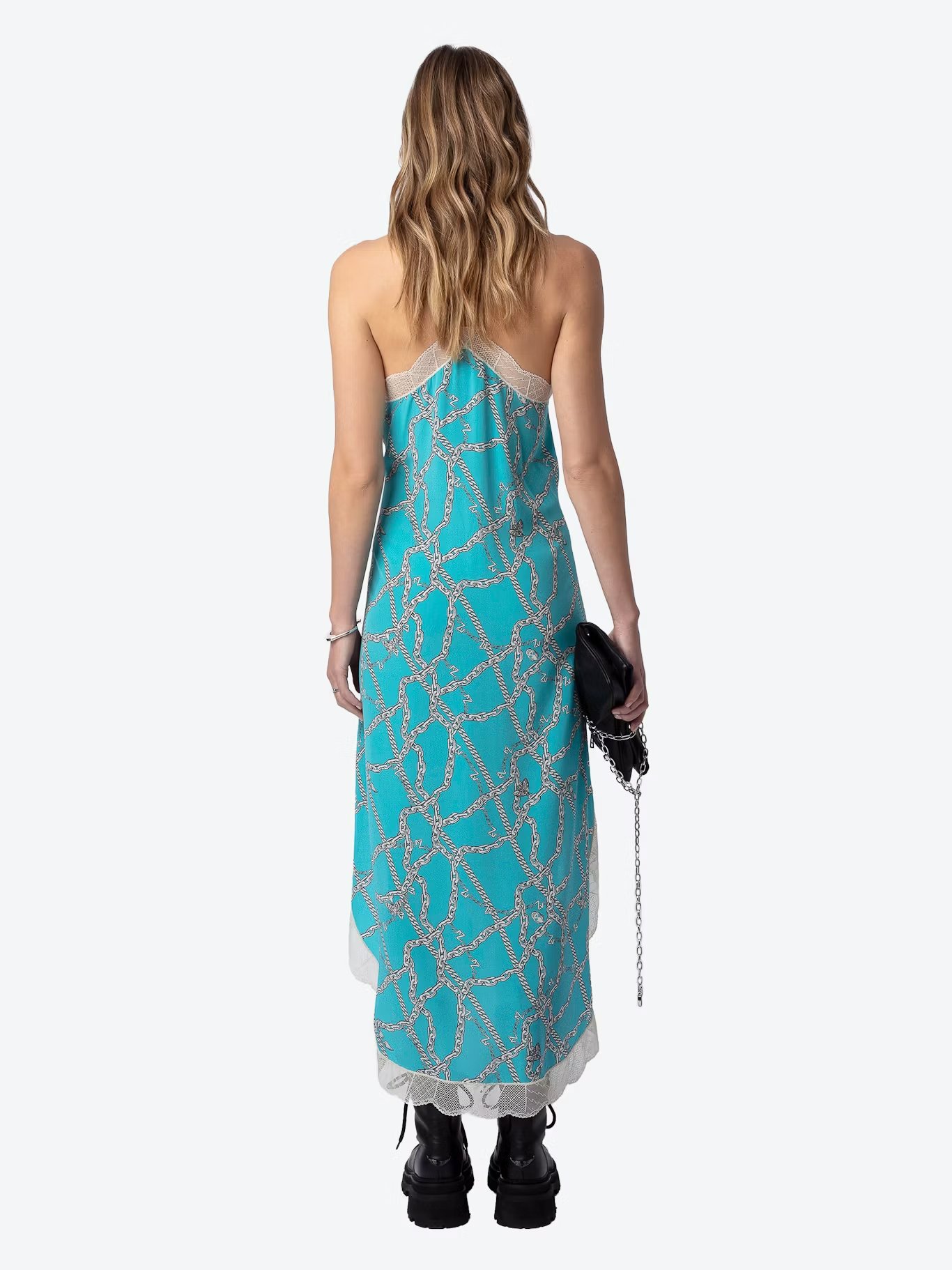 Robe longue imprimée à dentelle en soie ristyl ZADIG&VOLTAIRE Bleu