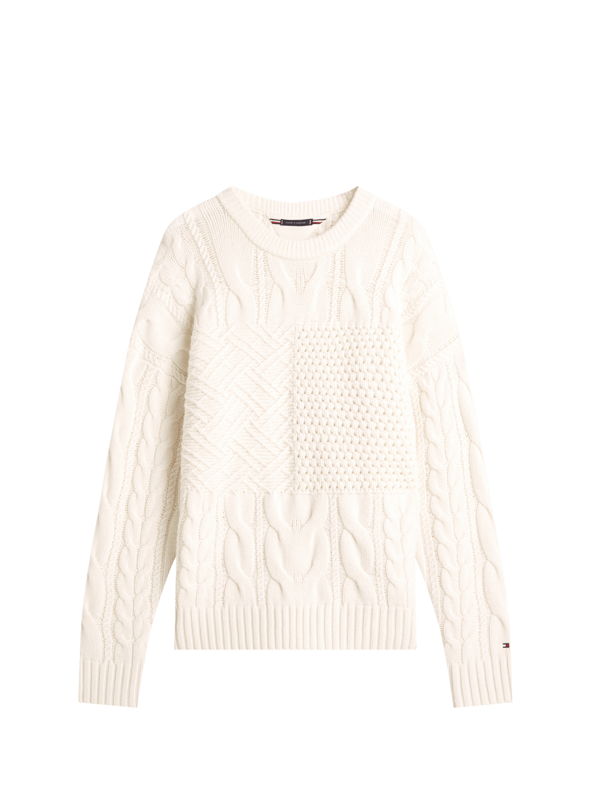 Pull motifs tricotés en laine mélangée TOMMY HILFIGER Beige