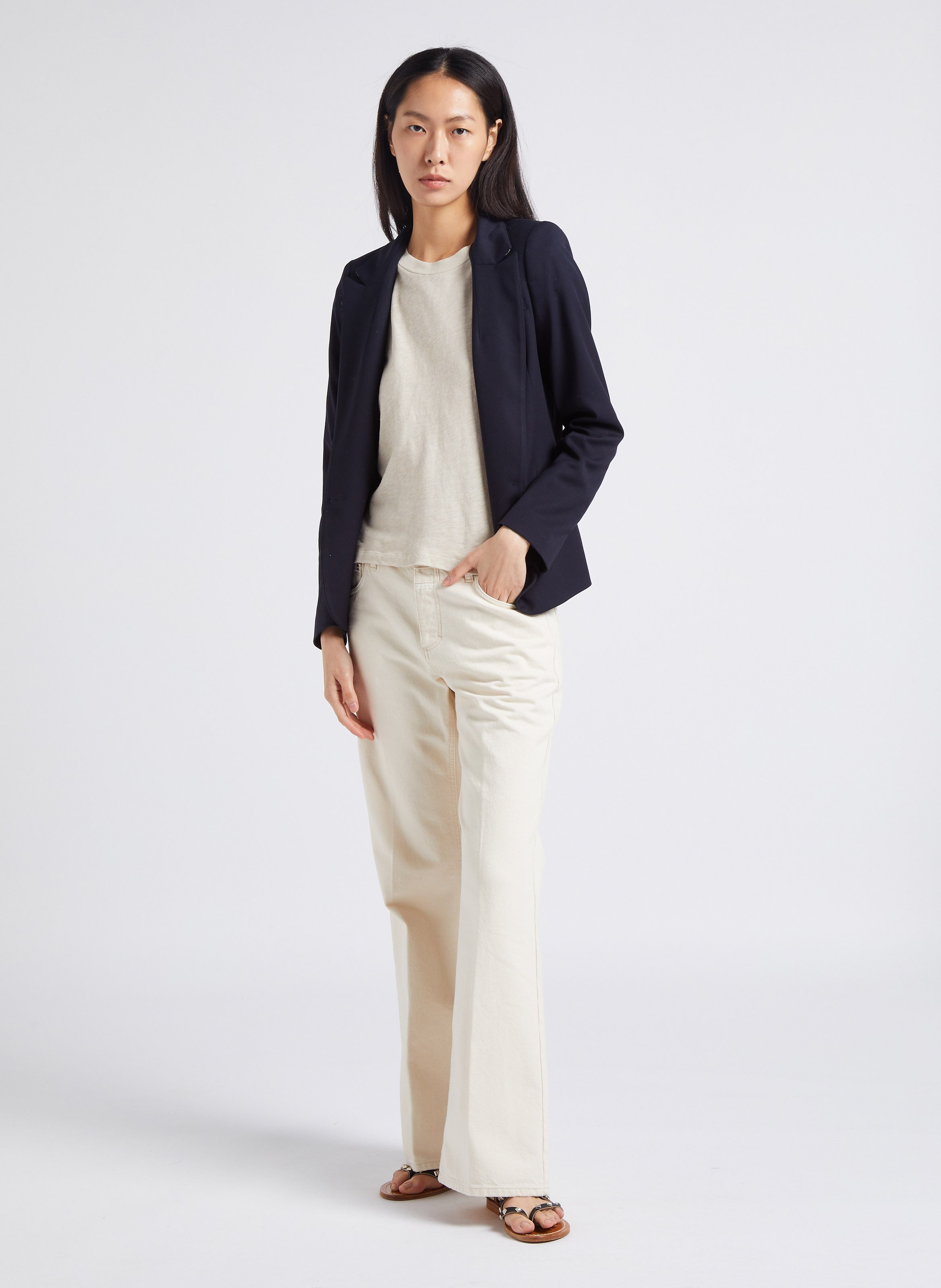 Tee-shirt col rond droit en coton sonoma AMERICAN VINTAGE Beige