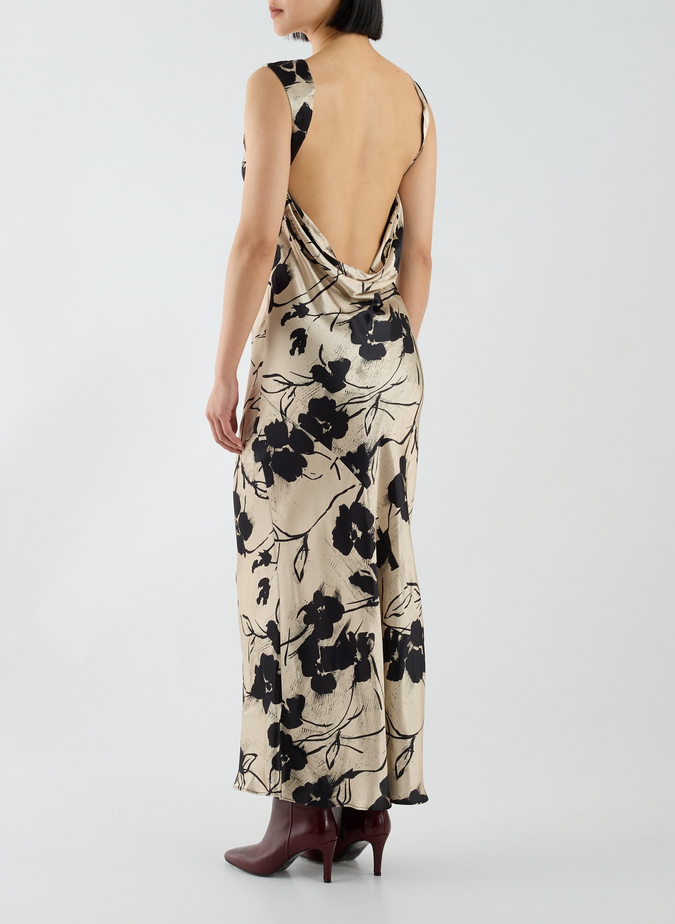 Robe longue de soirée imprimée Tsmaureen TOPSHOP Noir