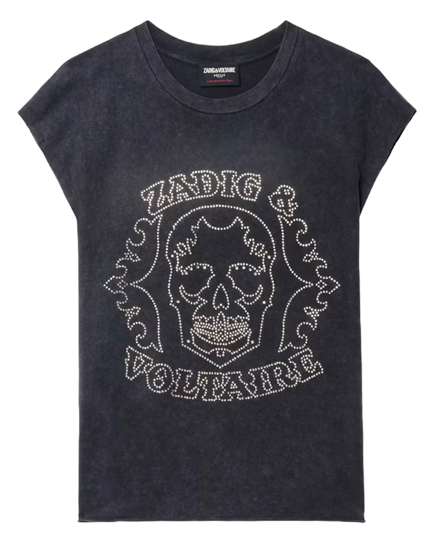 Tee-shirt droit à motif strass sur l'avant cloe ZADIG&VOLTAIRE Noir