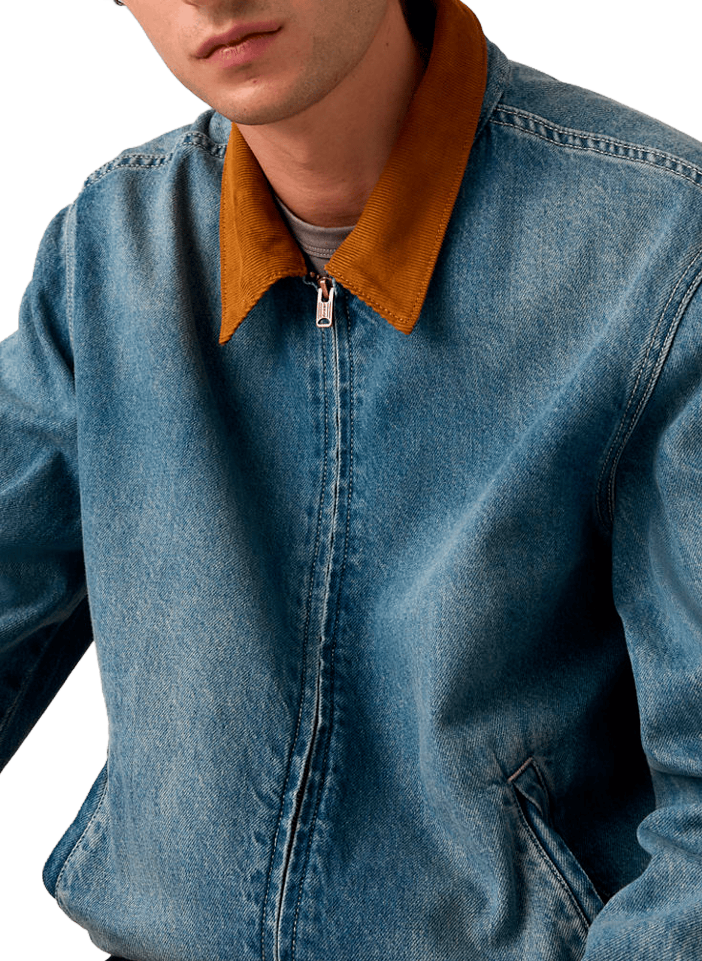 Veste droite à col contrasté en denim de coton LEVI'S Bleu