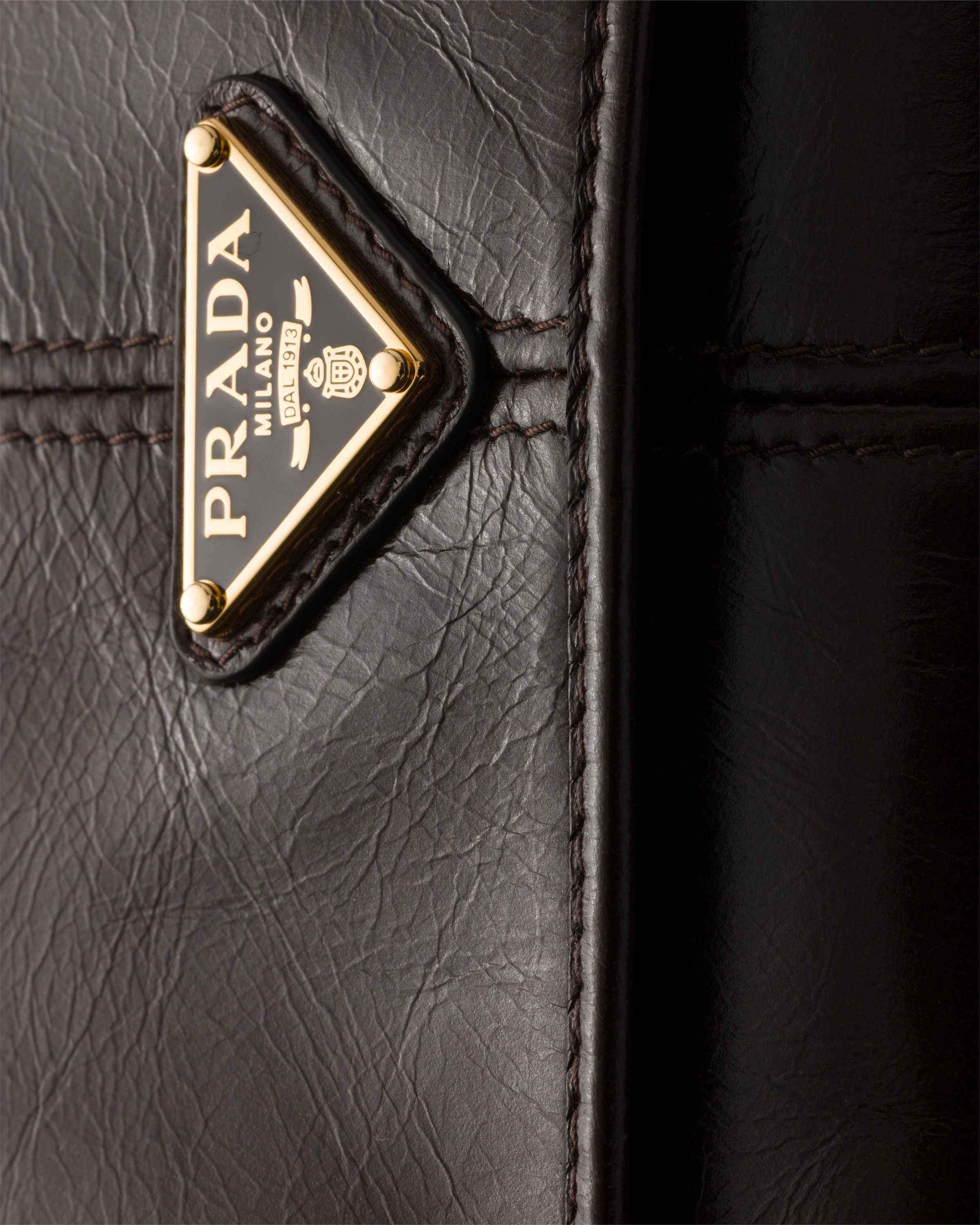 Porte-monnaie en cuir avec bandoulière PRADA Marron