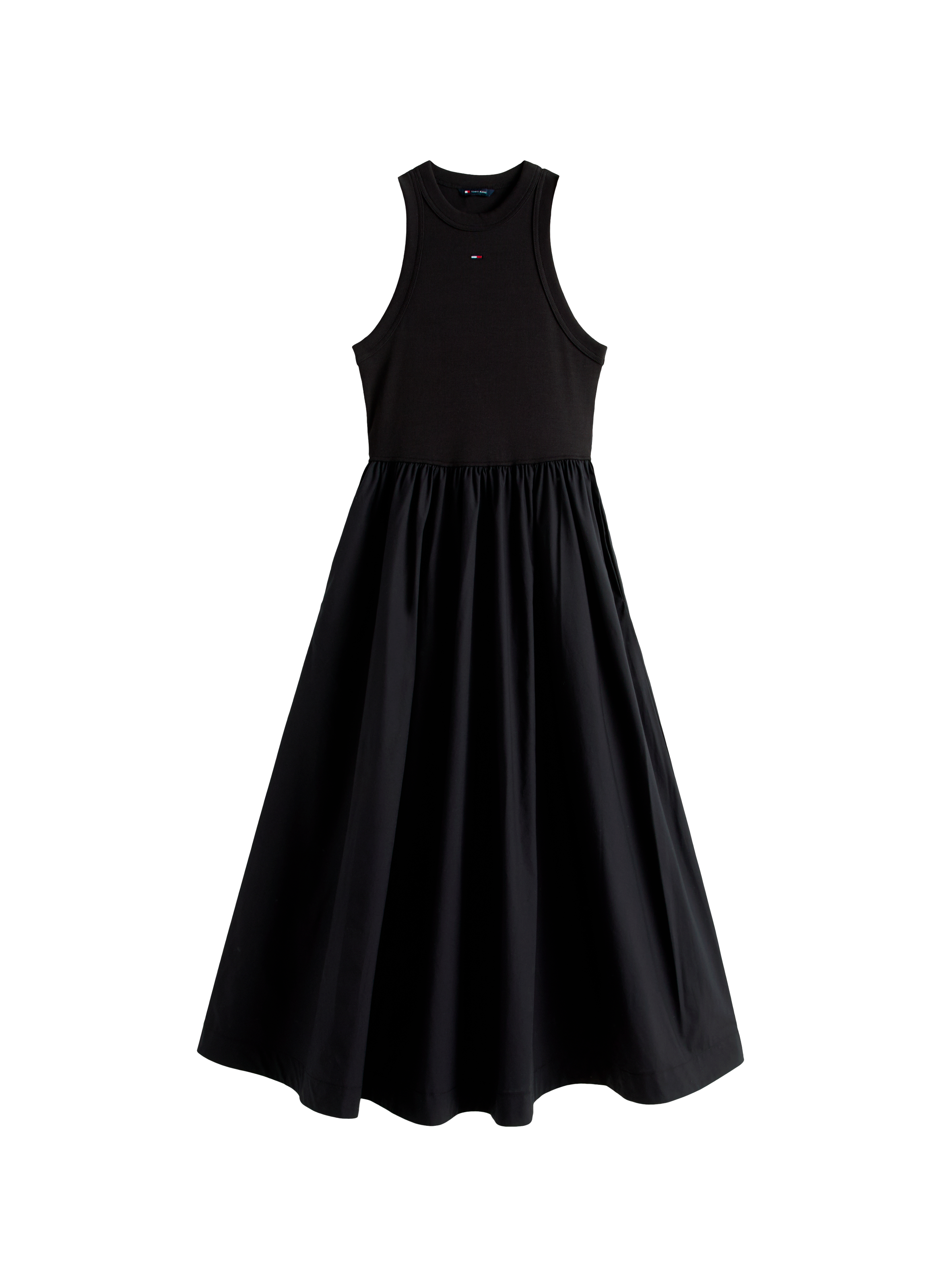 Langes ärmelloses Slim-Popeline-Kleid aus Baumwolle TOMMY HILFIGER Schwarz