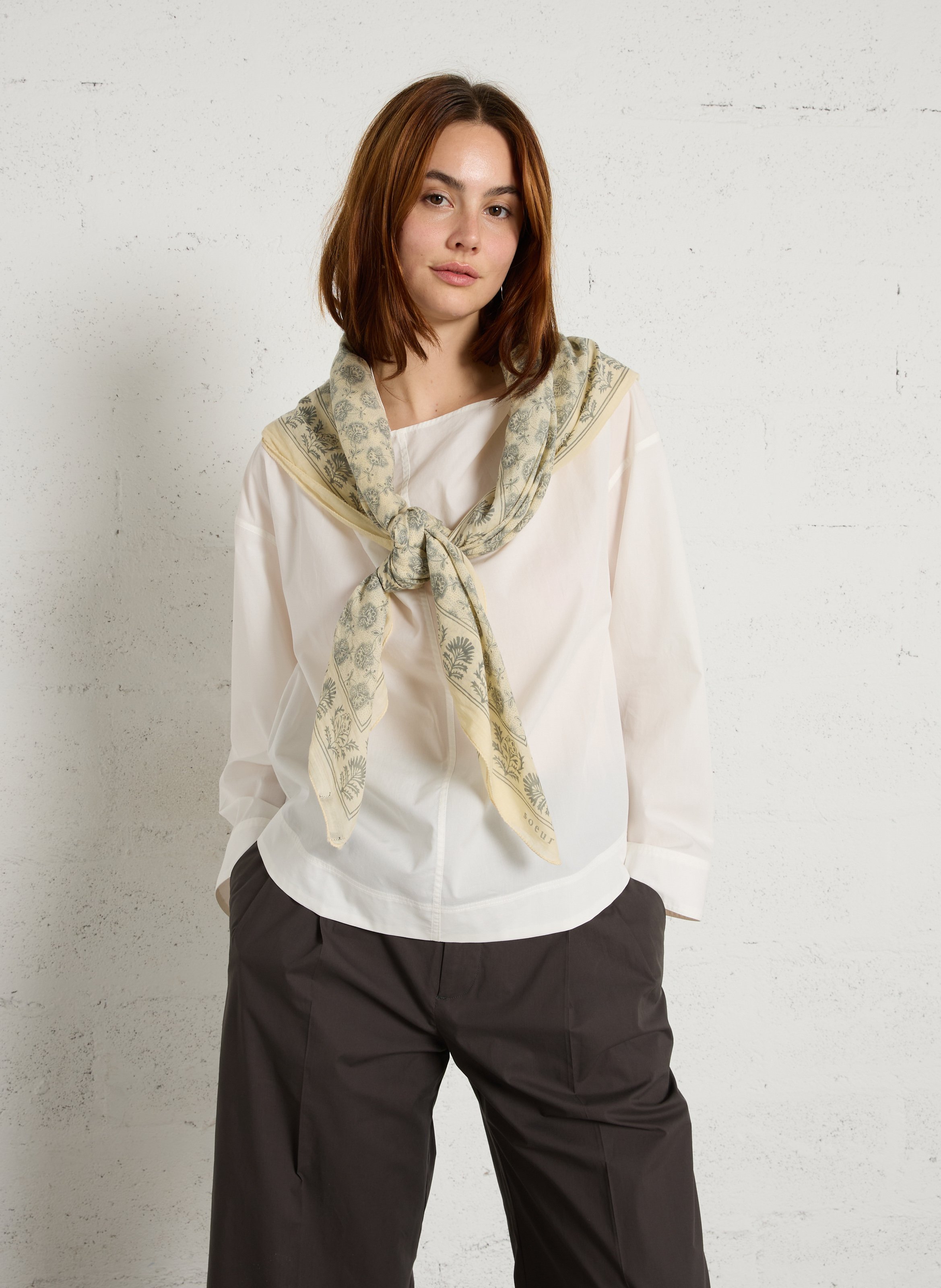 Foulard en coton imprimé Sky SOEUR Beige
