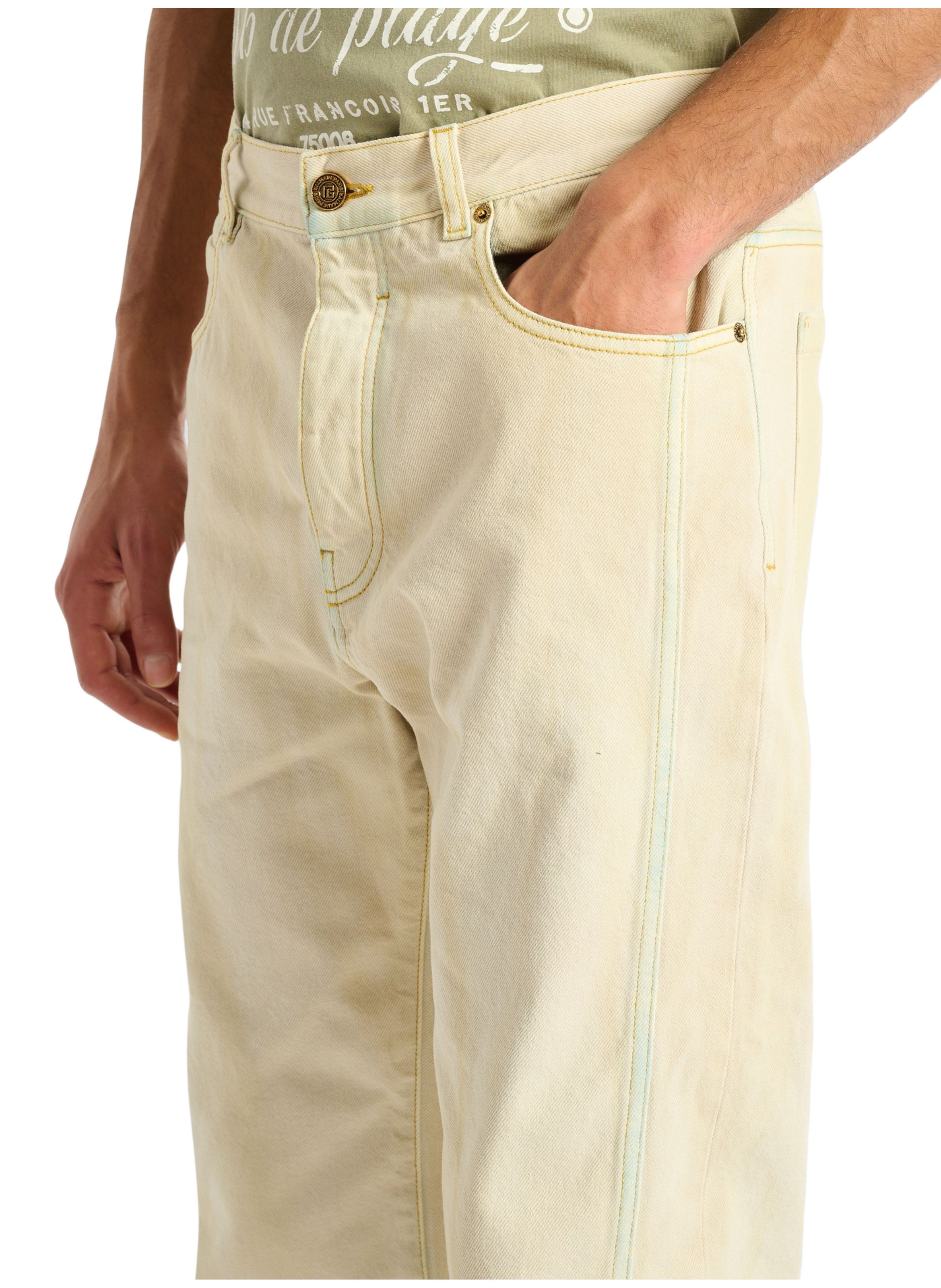 Jean en denim délavé BALMAIN Beige