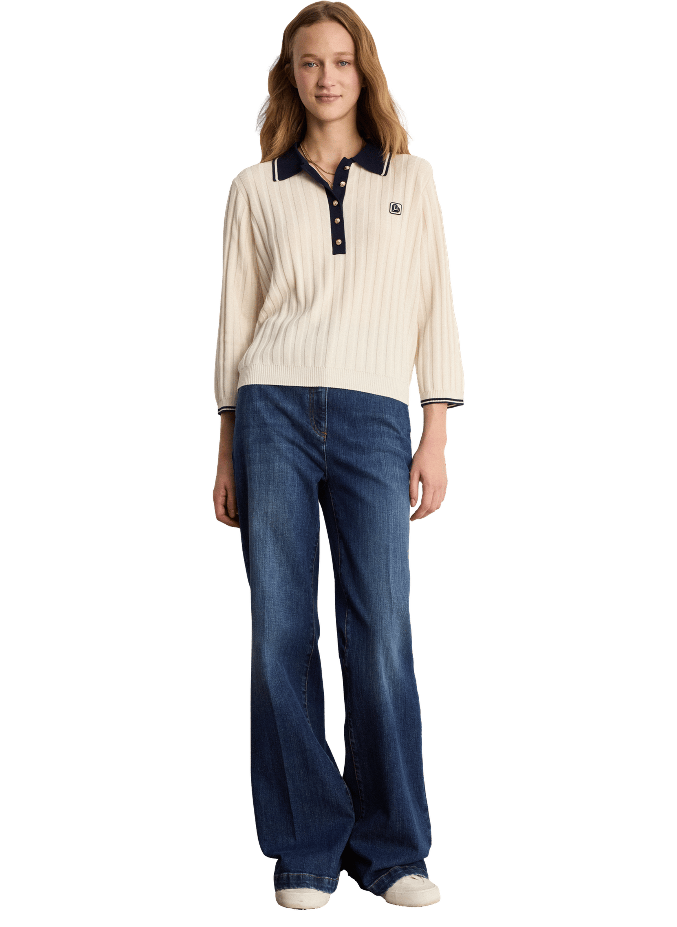 Polo contrasté à boutons dorés - lenaig PABLO Beige