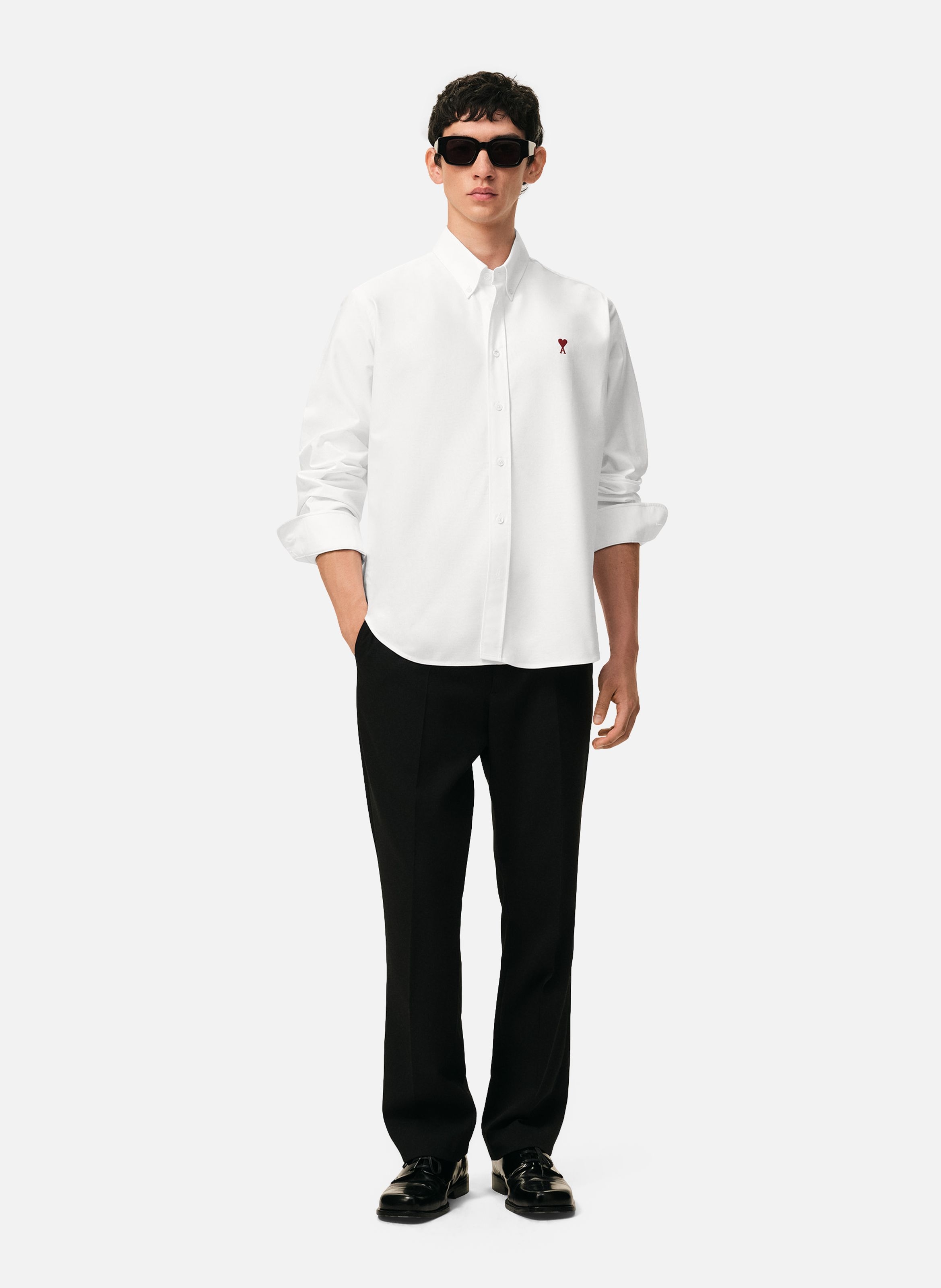 Chemise Col Boutonné Ami de Coeur unisexe AMI PARIS Blanc