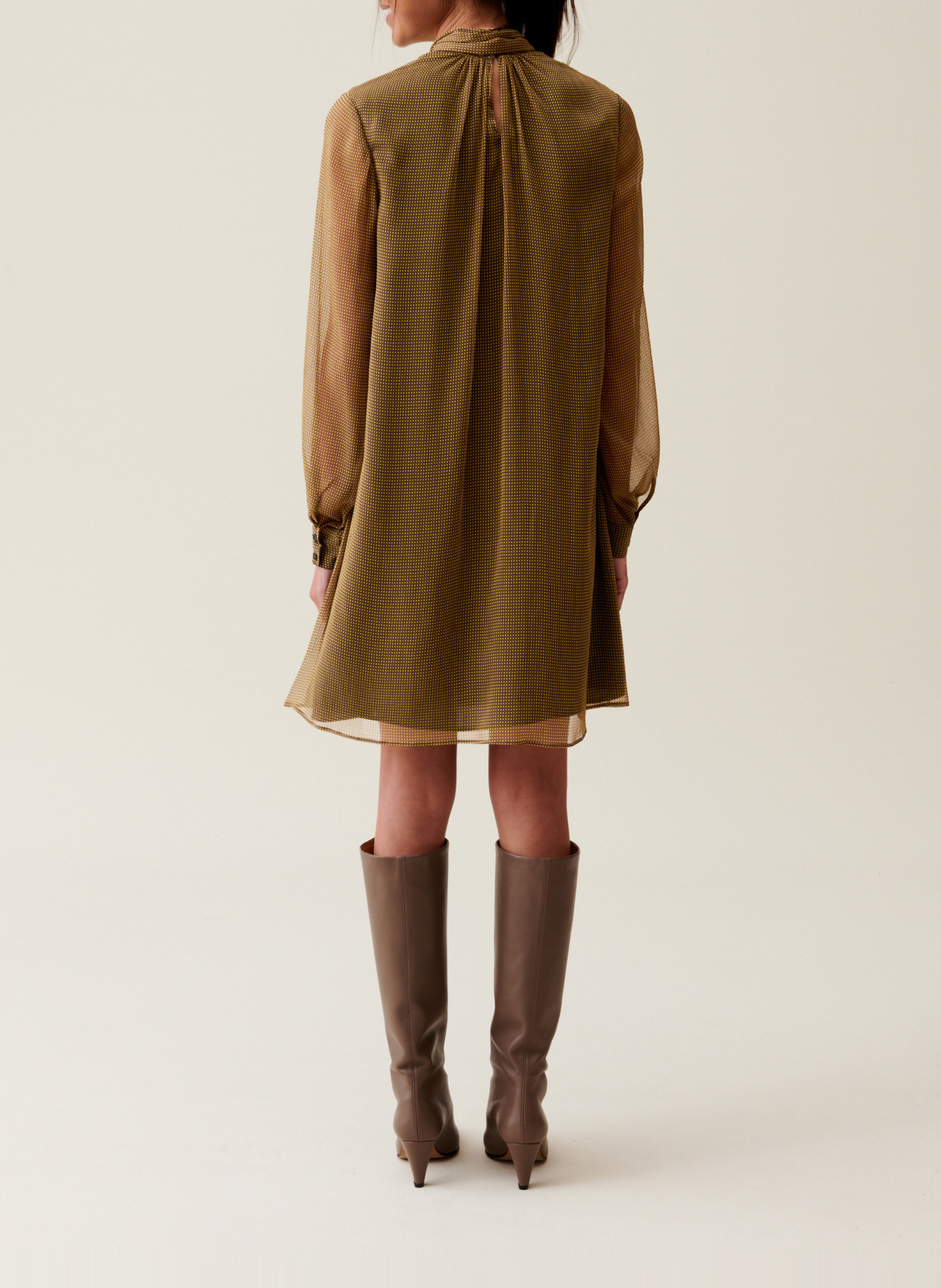 Robe courte col lavallière CLAUDIE PIERLOT Jaune