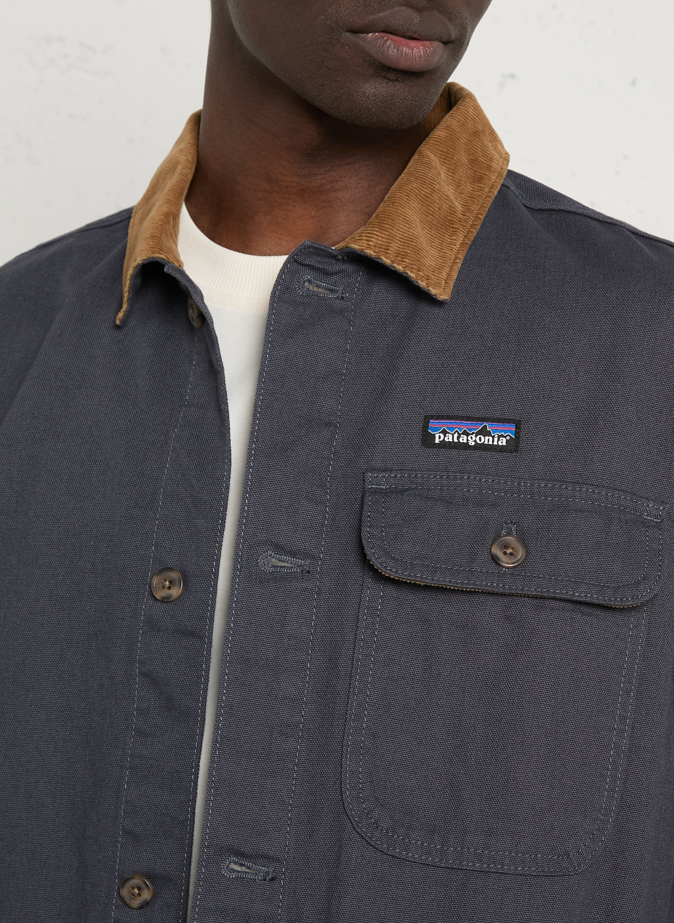 Veste droite col classique en coton bio PATAGONIA Noir