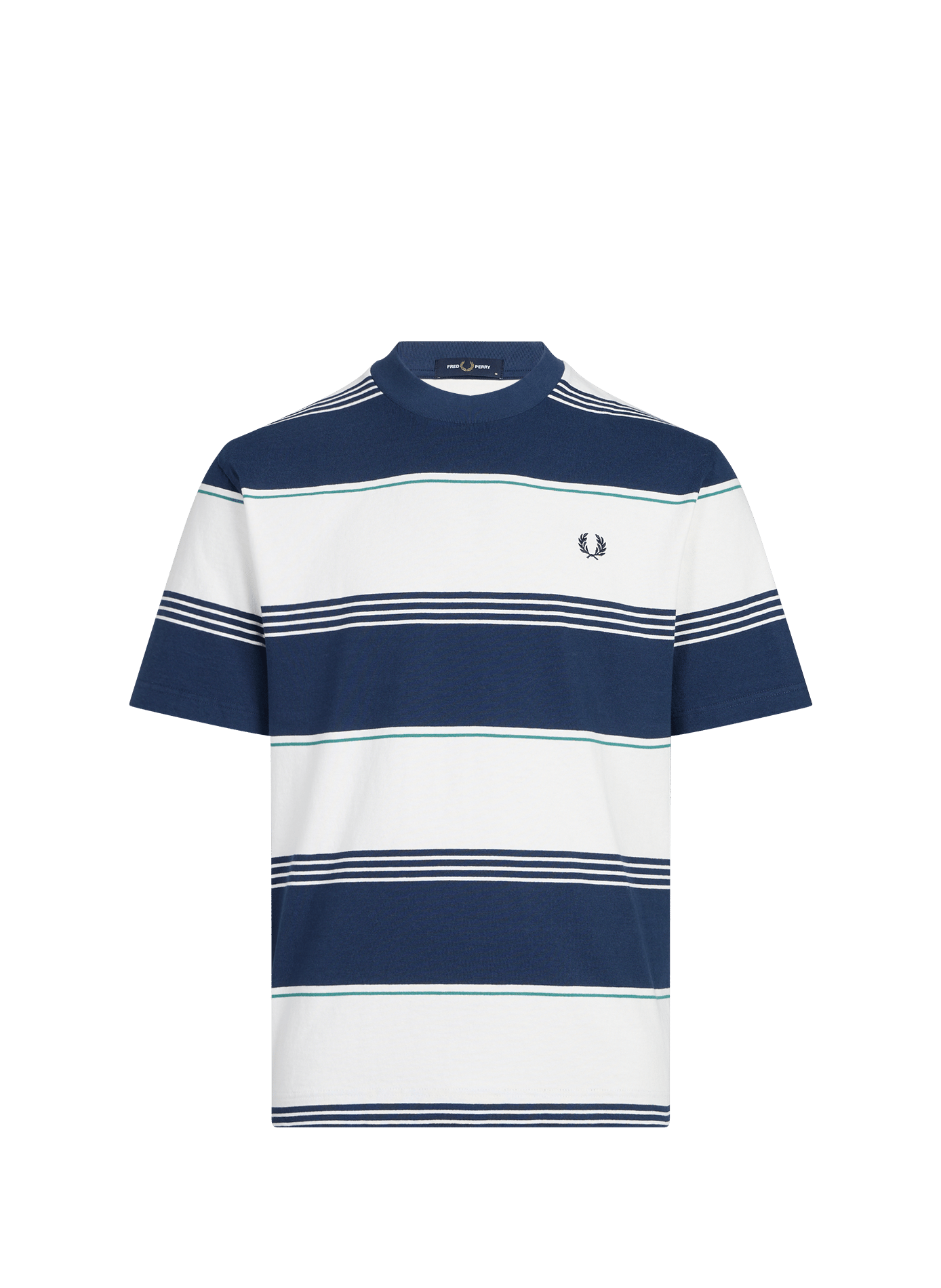 T-shirt rayé à logo en coton FRED PERRY Vert