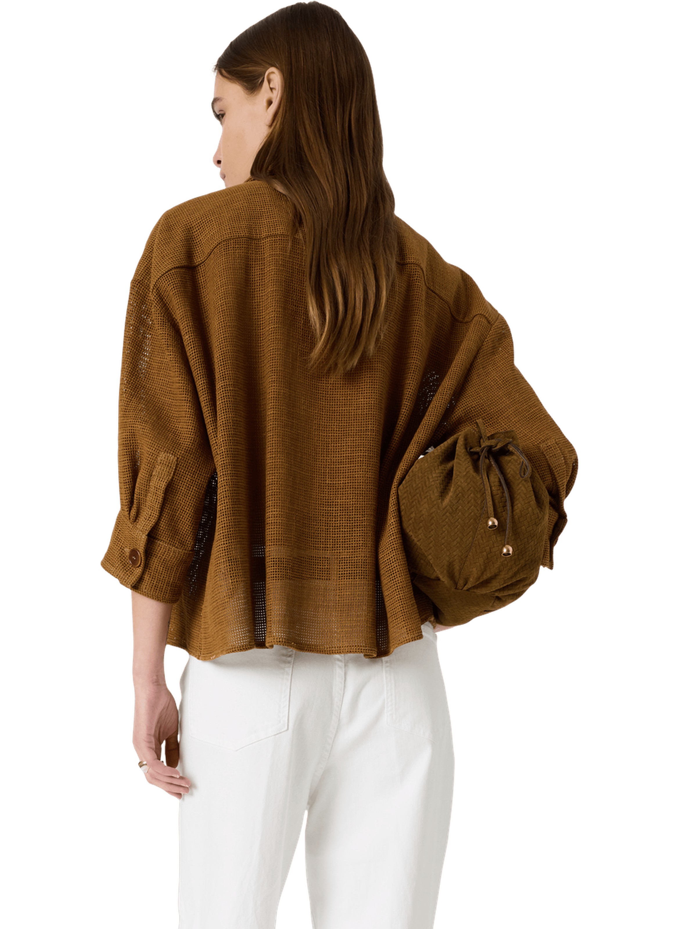 Surchemise ajourée en coton et lin - tamia GERARD DAREL Marron