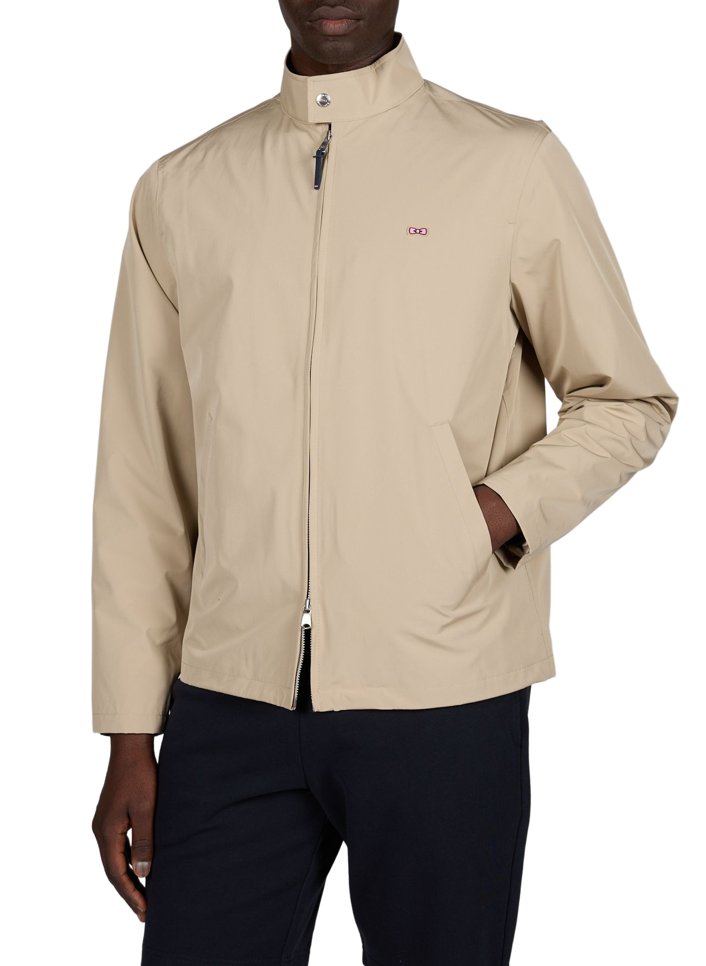 Water-repellent jacket with buttoned collar EDEN PARK Beige