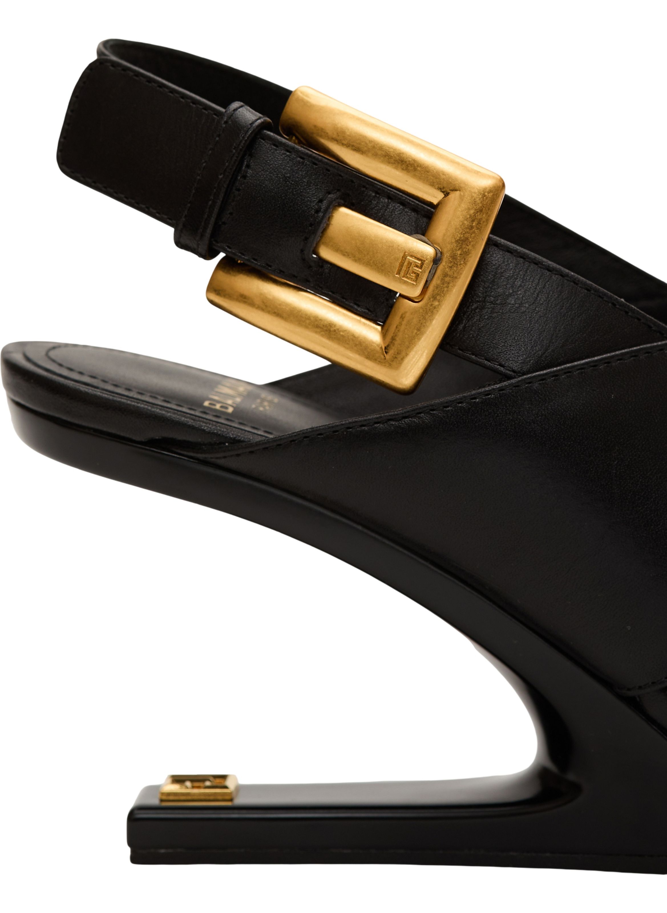 Sandales anthem no wedge en cuir lisse BALMAIN Noir