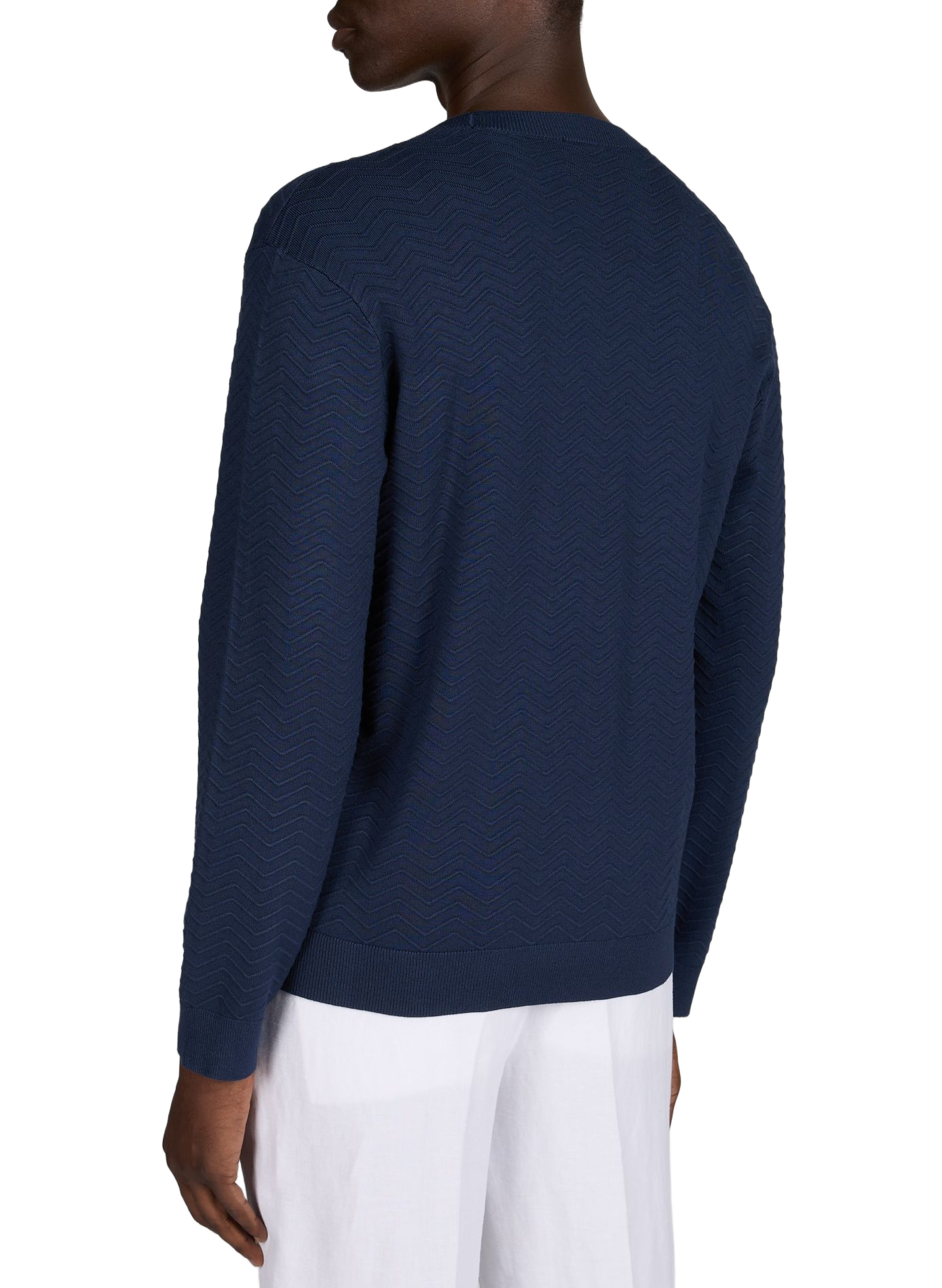Straight knit sweater in zigzag pattern ARMANI EXCHANGE Blue