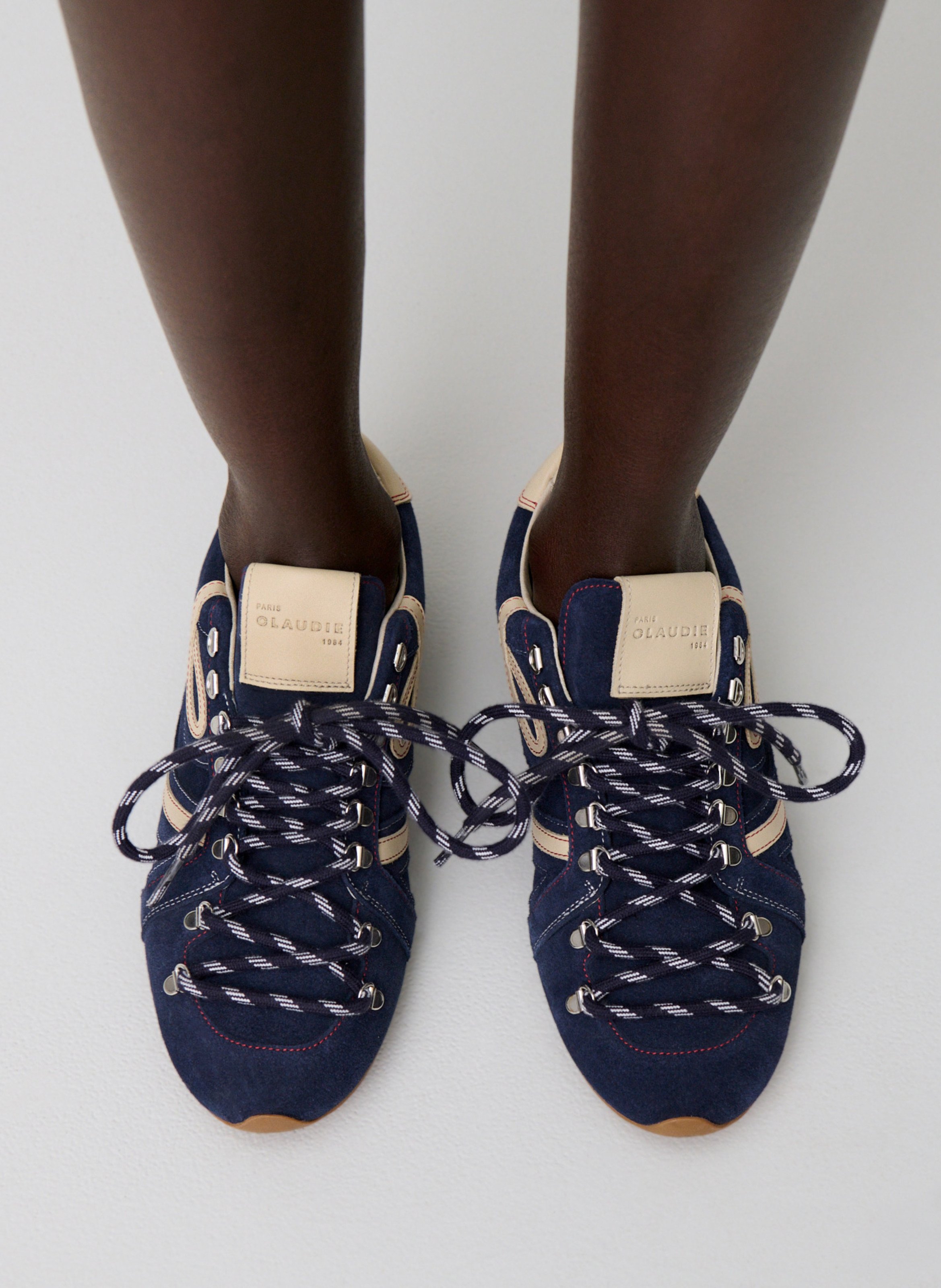 Baskets basses en cuir velours CLAUDIE PIERLOT Bleu