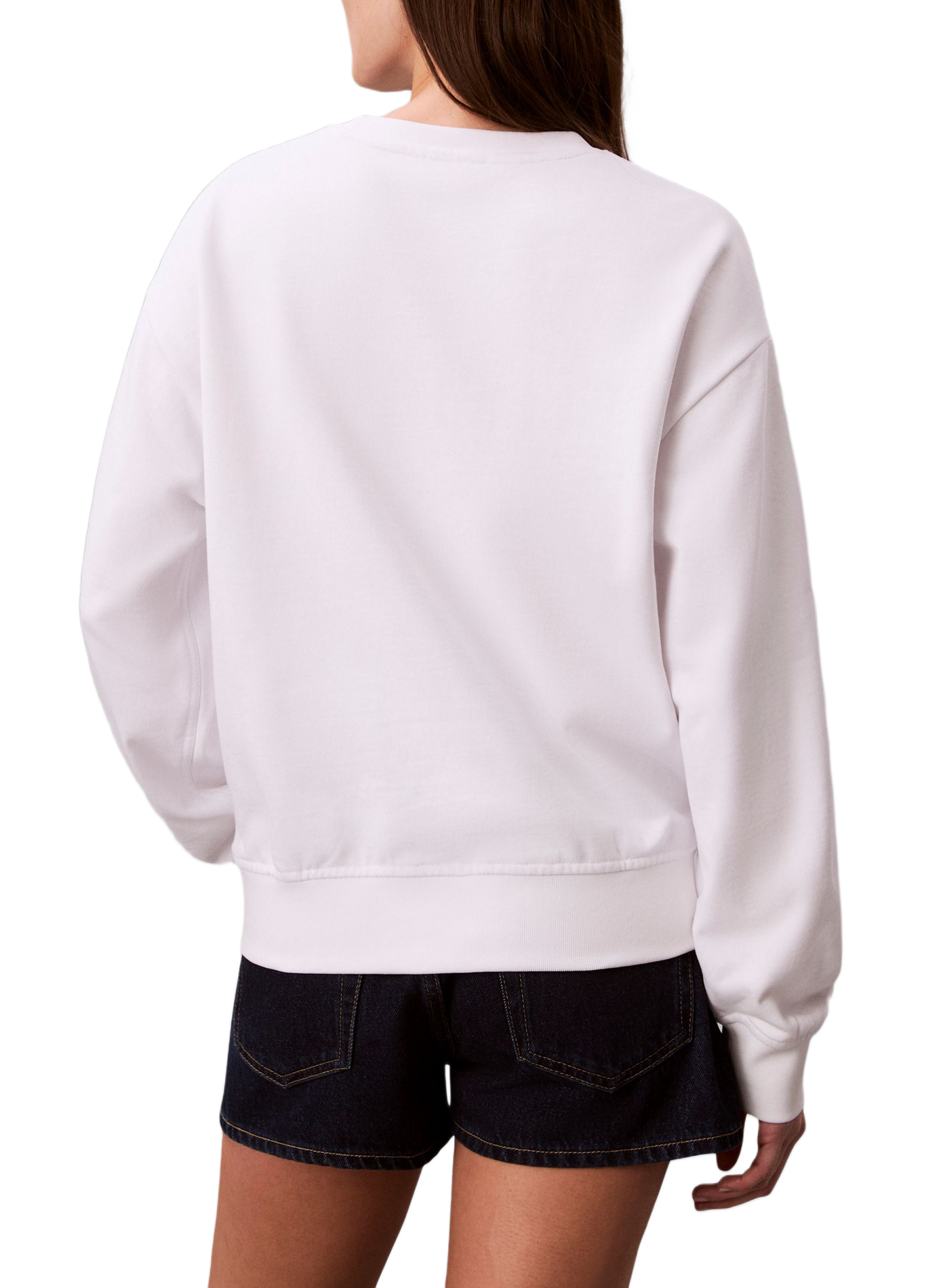 Pull imprimé à col rond en coton CALVIN KLEIN Blanc