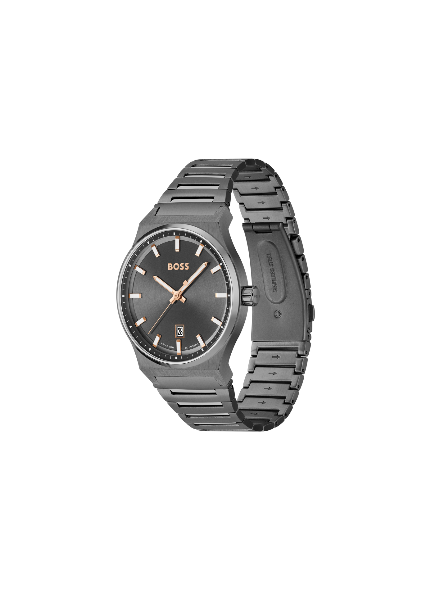 Montre quartz Candor en acier inoxydable BOSS MONTRES Gris