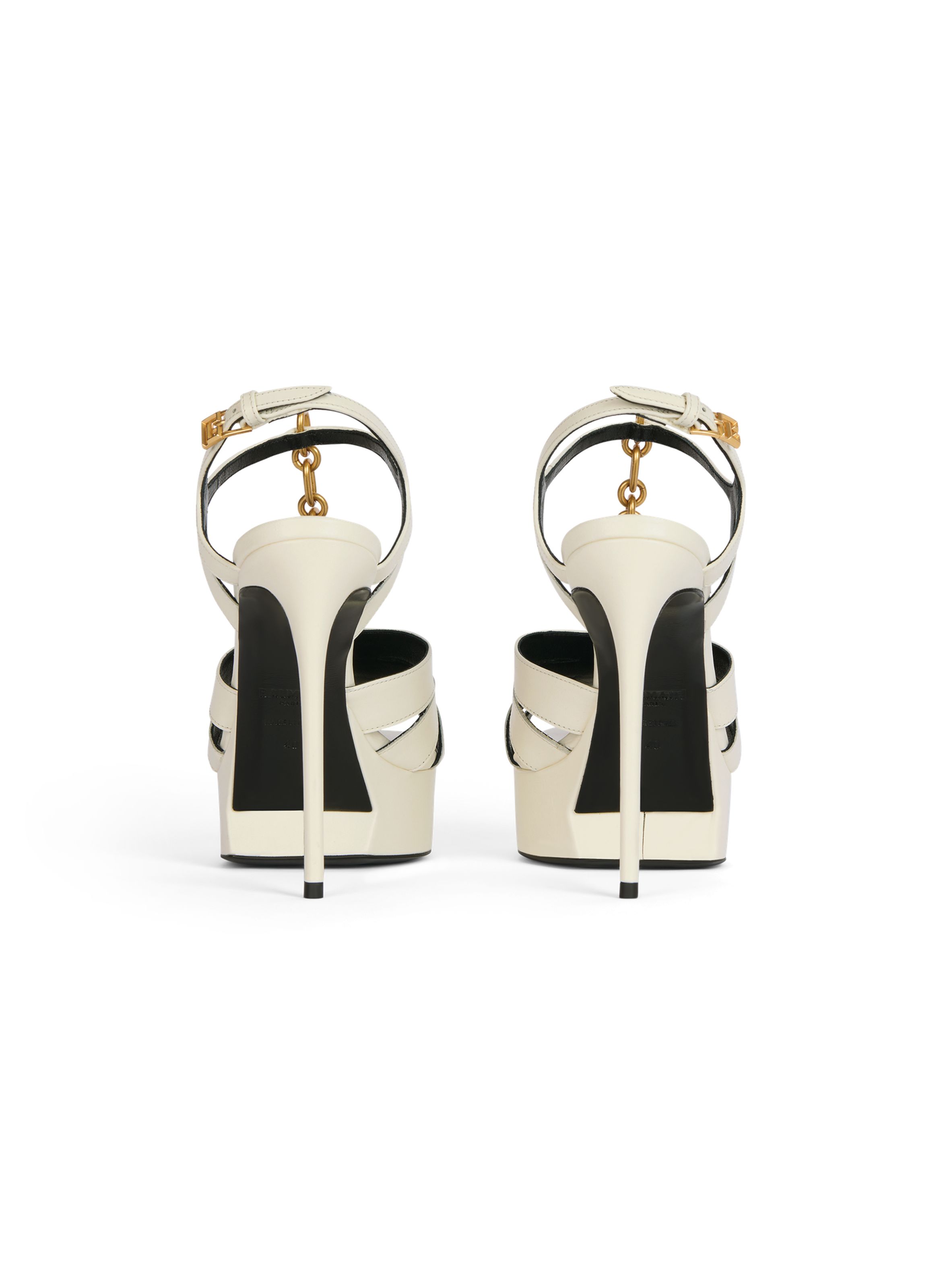 Sandales sync à plateforme en cuir lisse BALMAIN Blanc