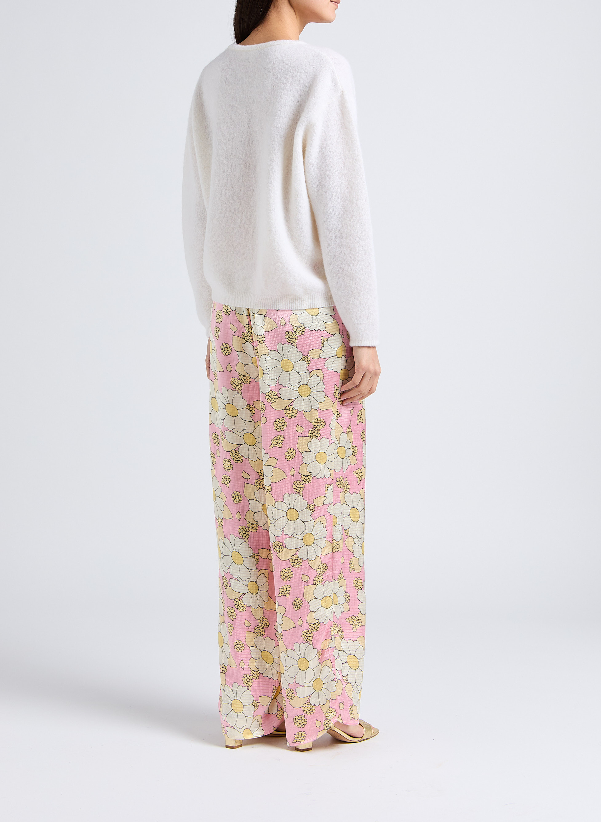 Gilet ample col rond en laine mélangée vitow AMERICAN VINTAGE Blanc