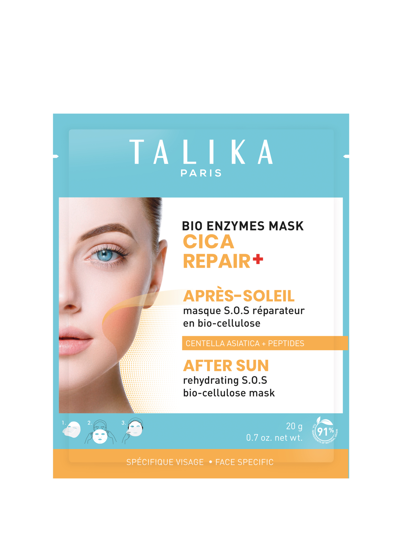Coreen Bio Enzymes Mask Cica Repair Après Soleil - Masque réparateur à effet pansement TALIKA No color