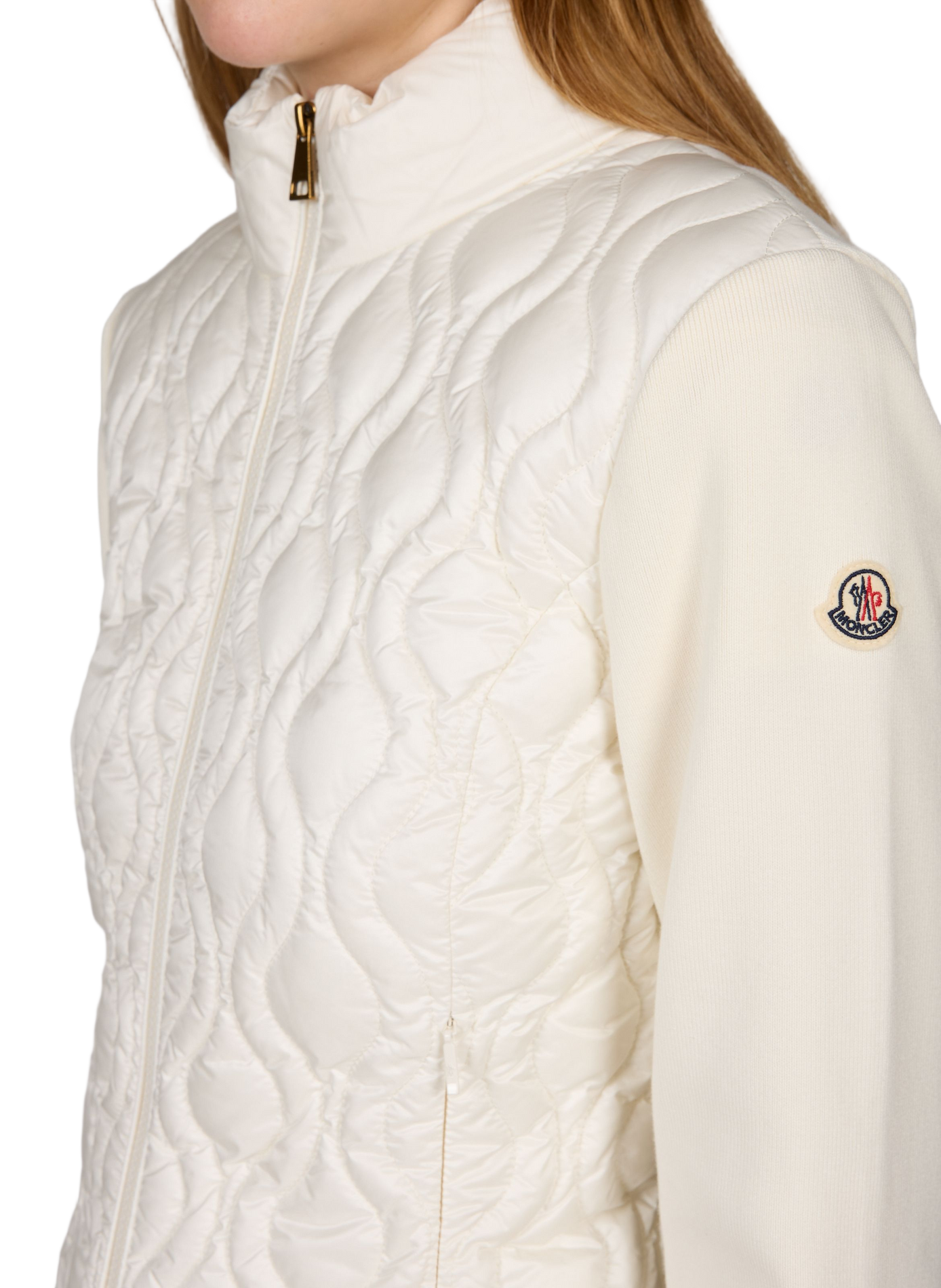 Quilted high neck cardigan MONCLER White
