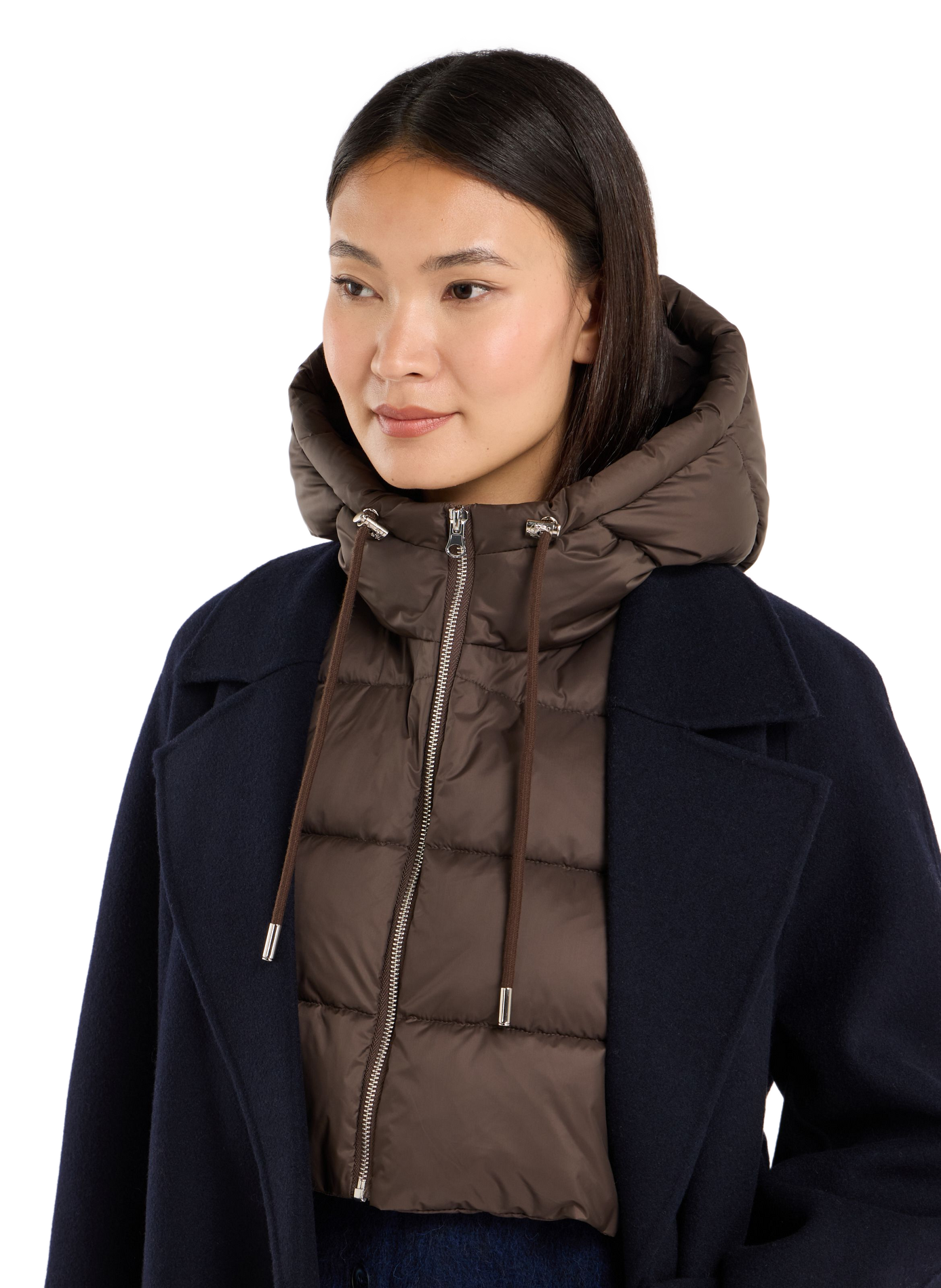 Short sleeveless hooded puffer jacket SAISON 1865 Brown